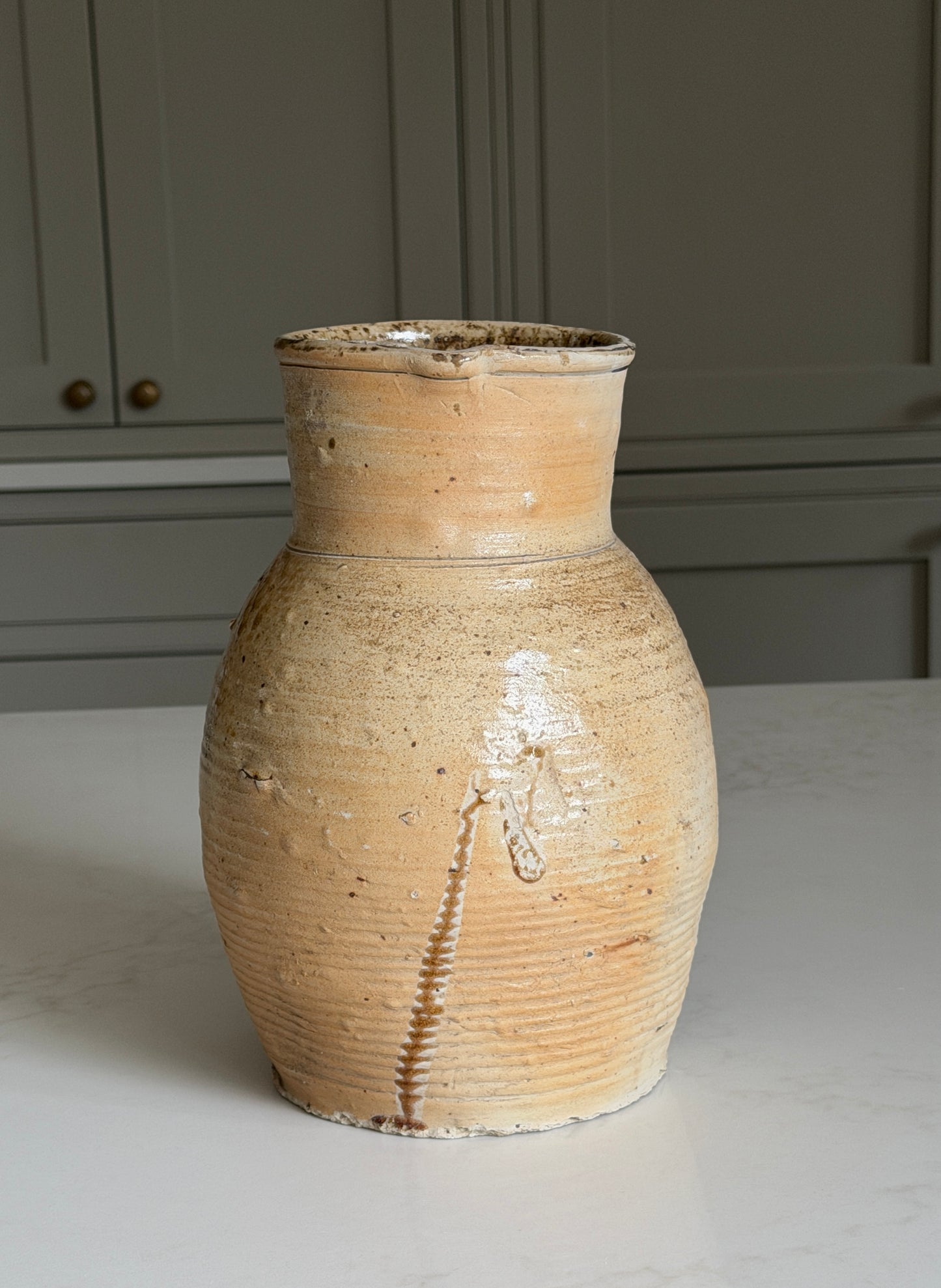 Wide Neck French Jug - Olive