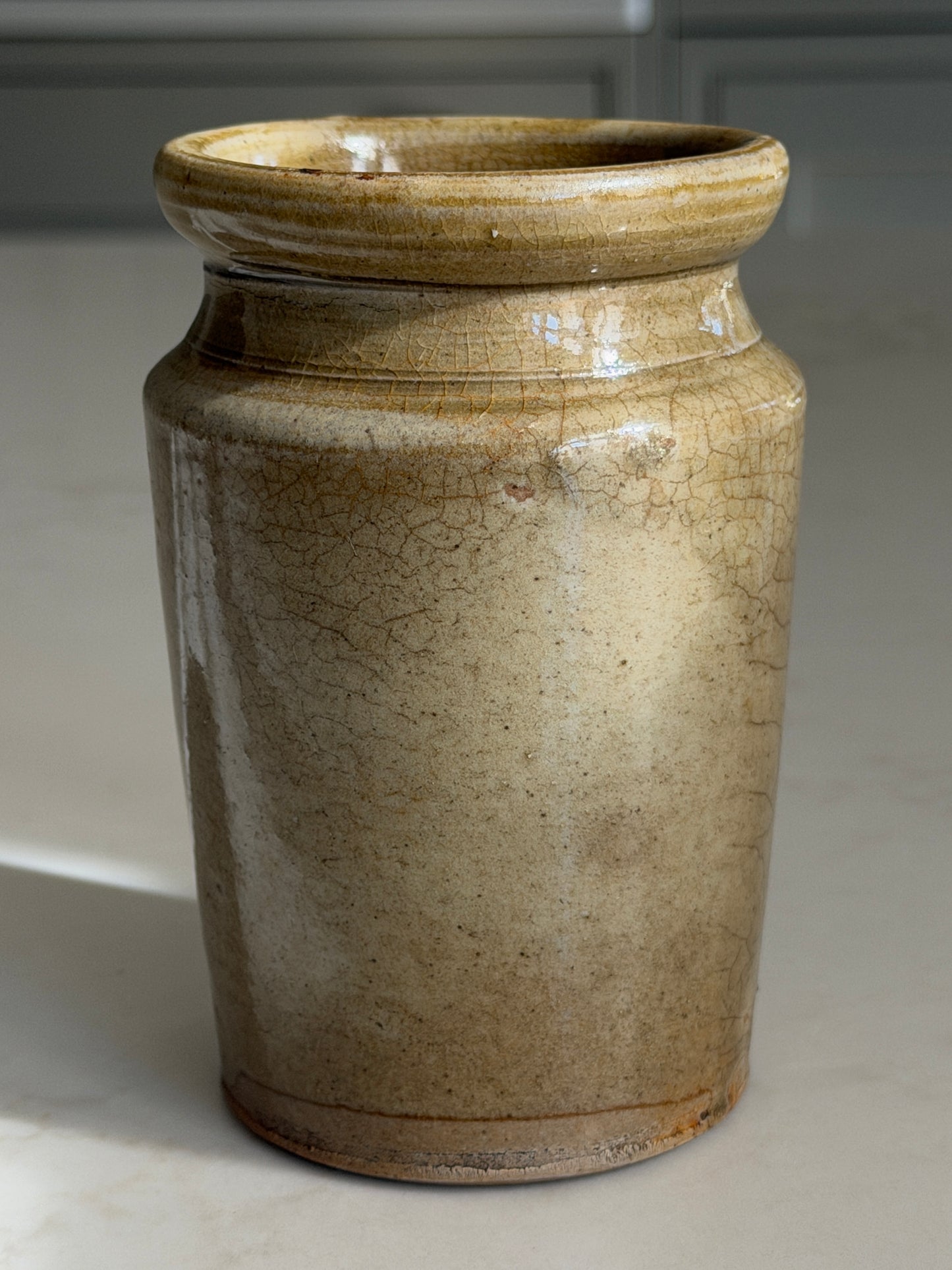 Olive Crackle Glaze Victorian Pot