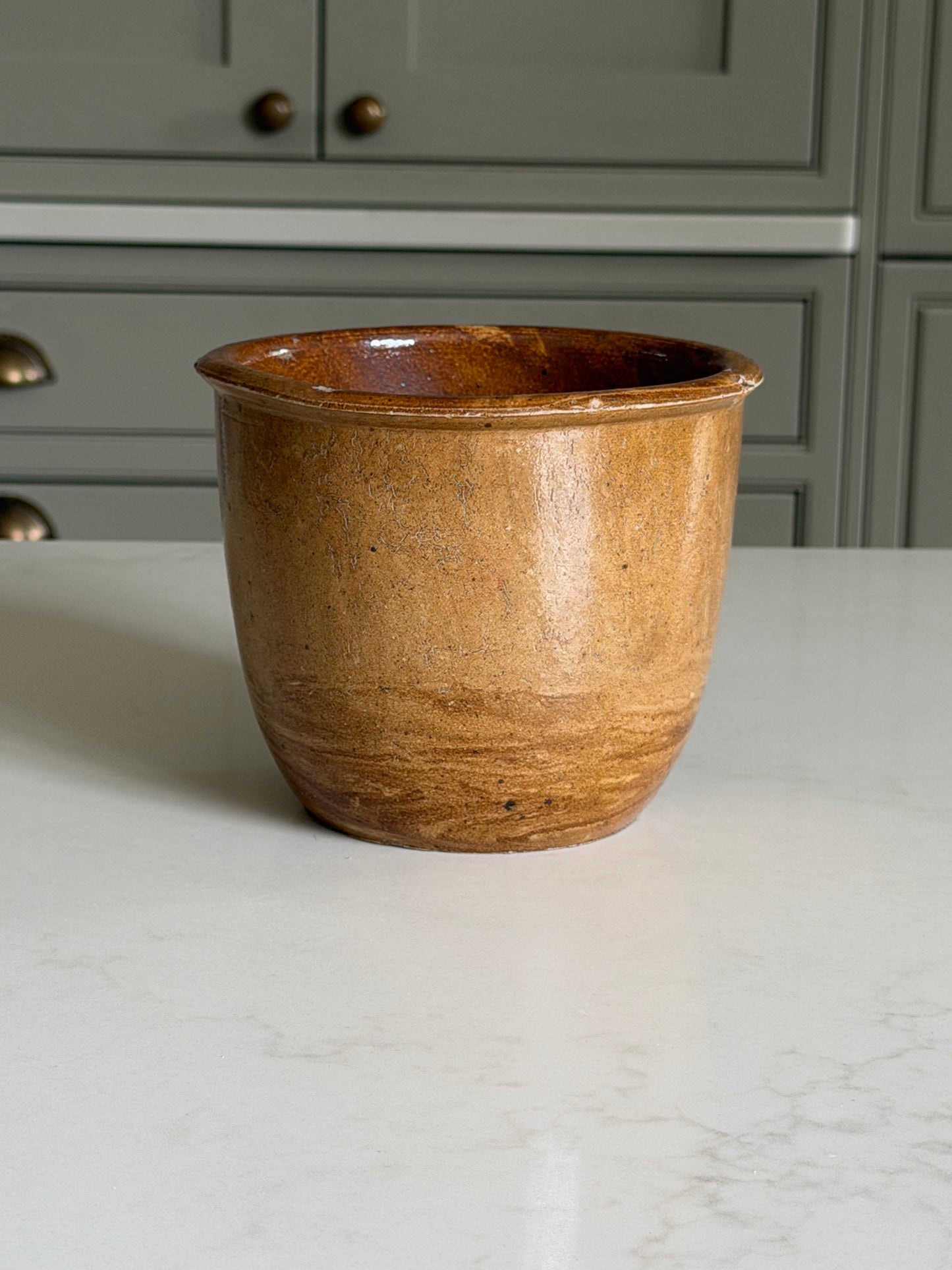 Brown Marbled Stoneware Planter