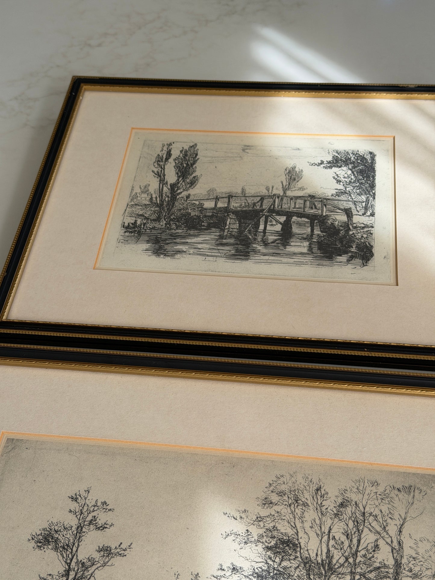 Pair of Framed Landscape Etchings