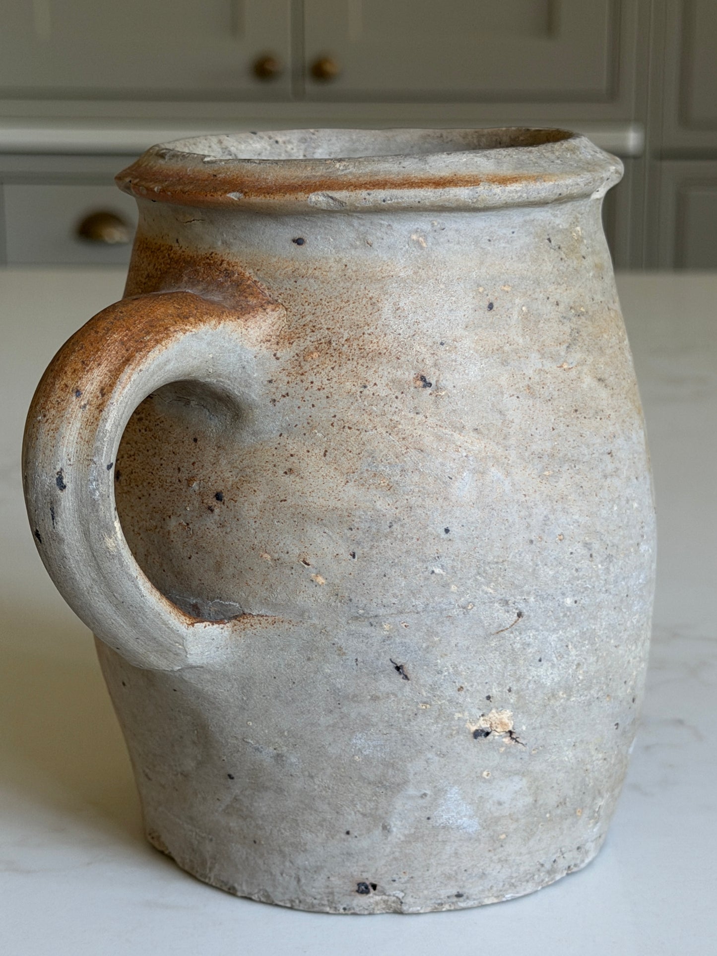 Small Matte Brown-Grey Wide Neck French jug