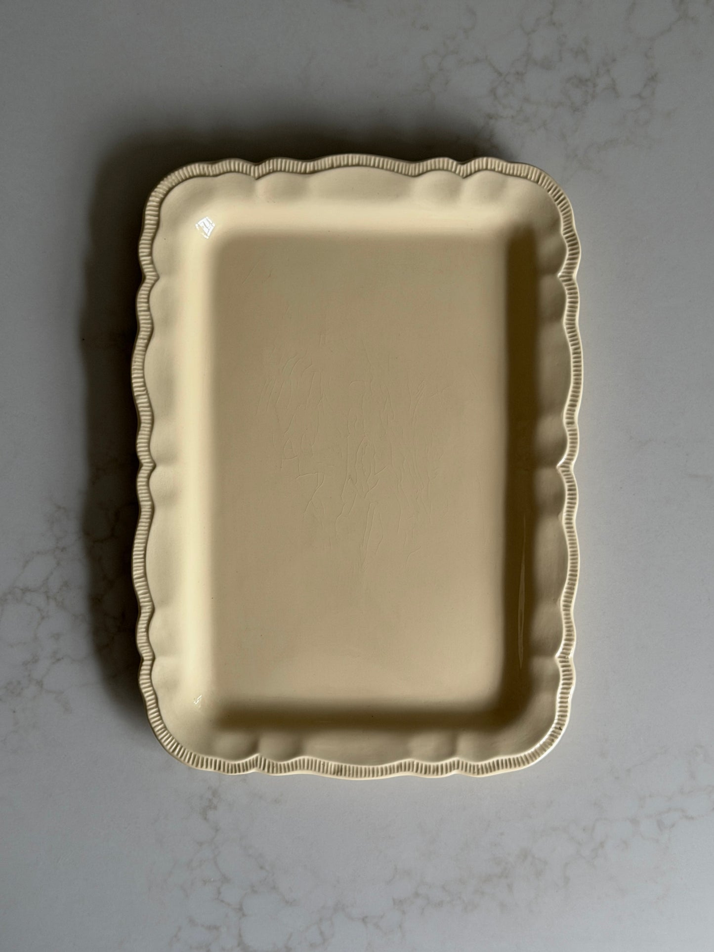 Butter Yellow French scalloped Rectangular Platter