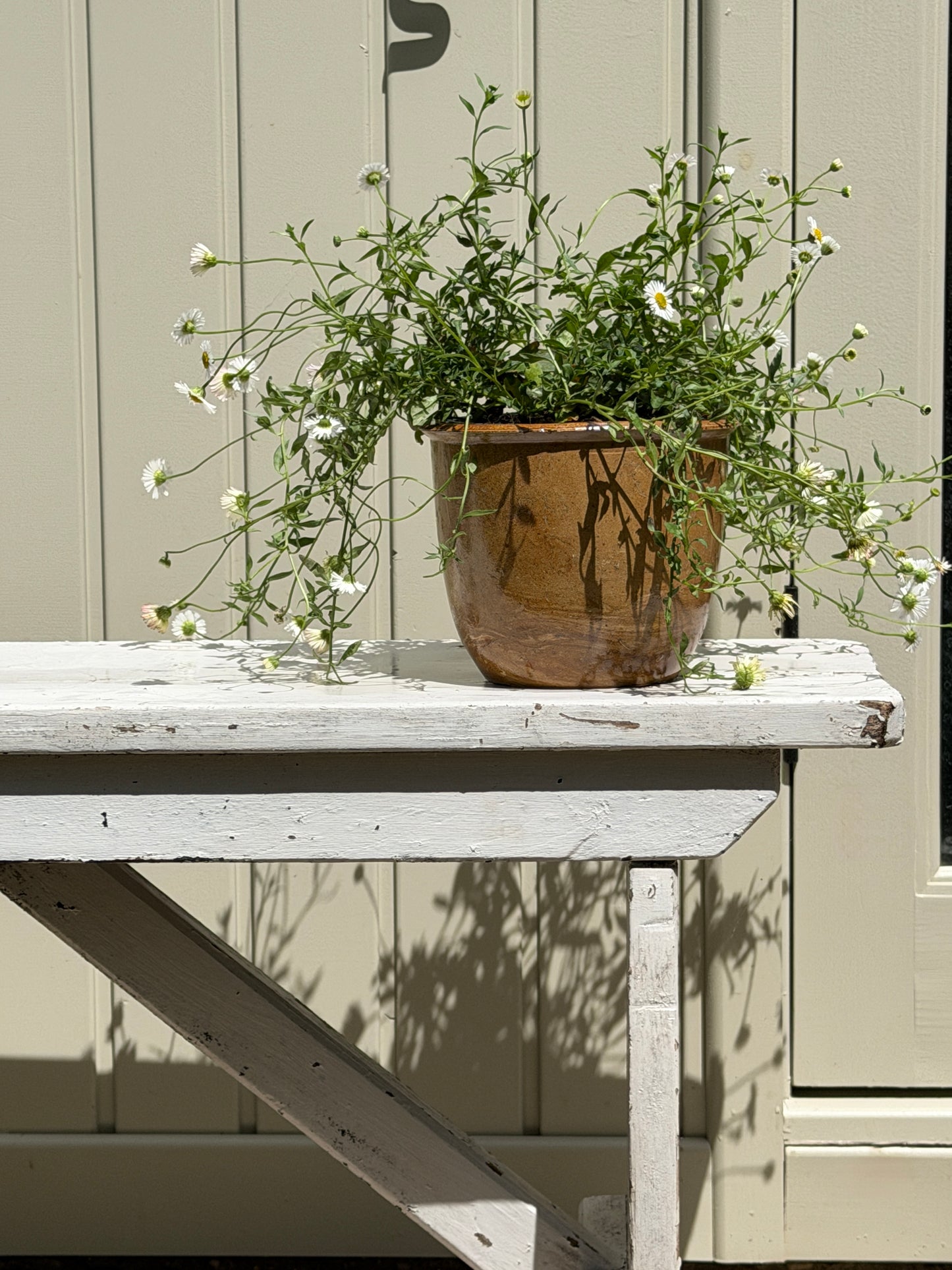 Brown Marbled Stoneware Planter