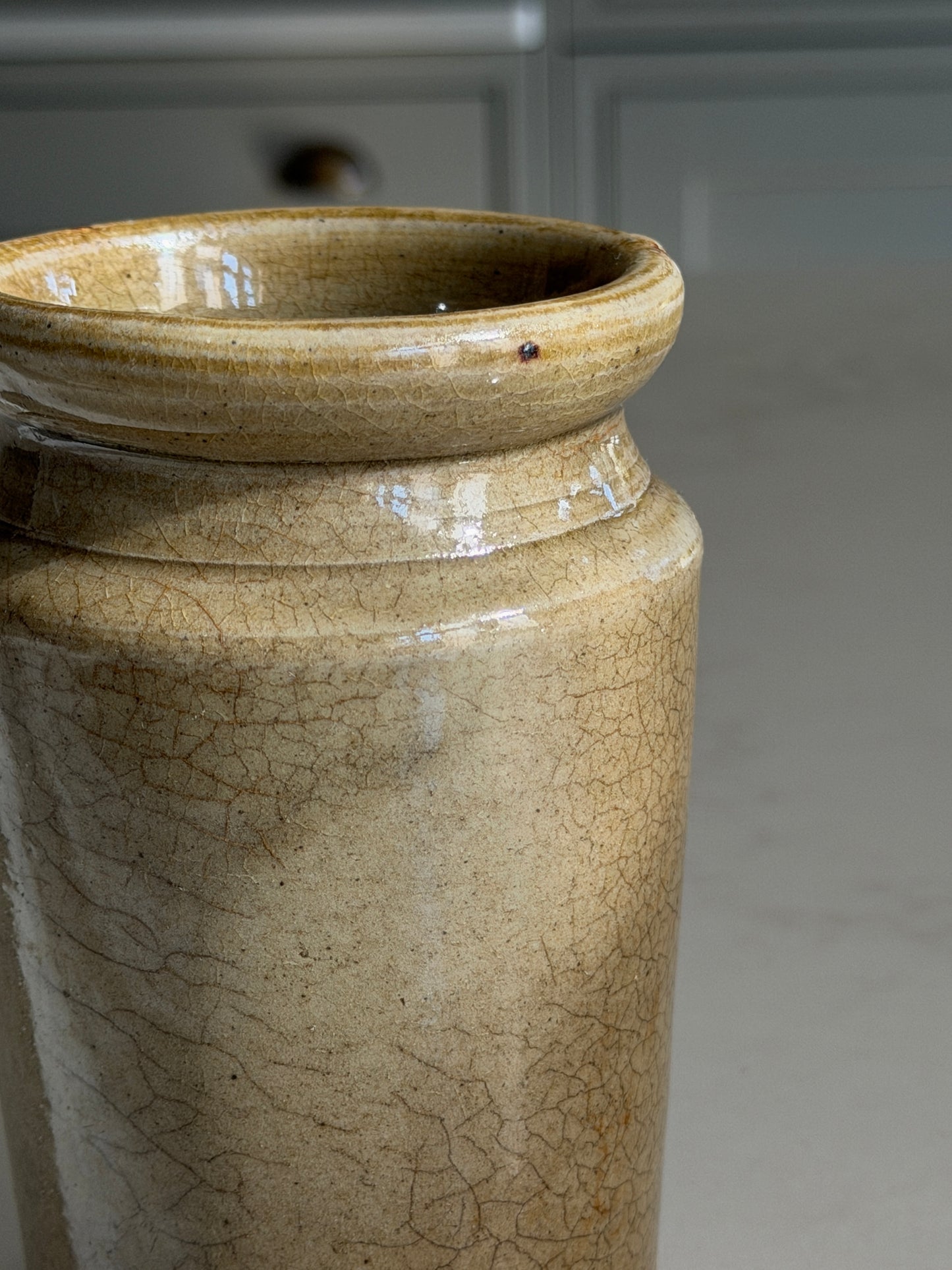 Olive Crackle Glaze Victorian Pot