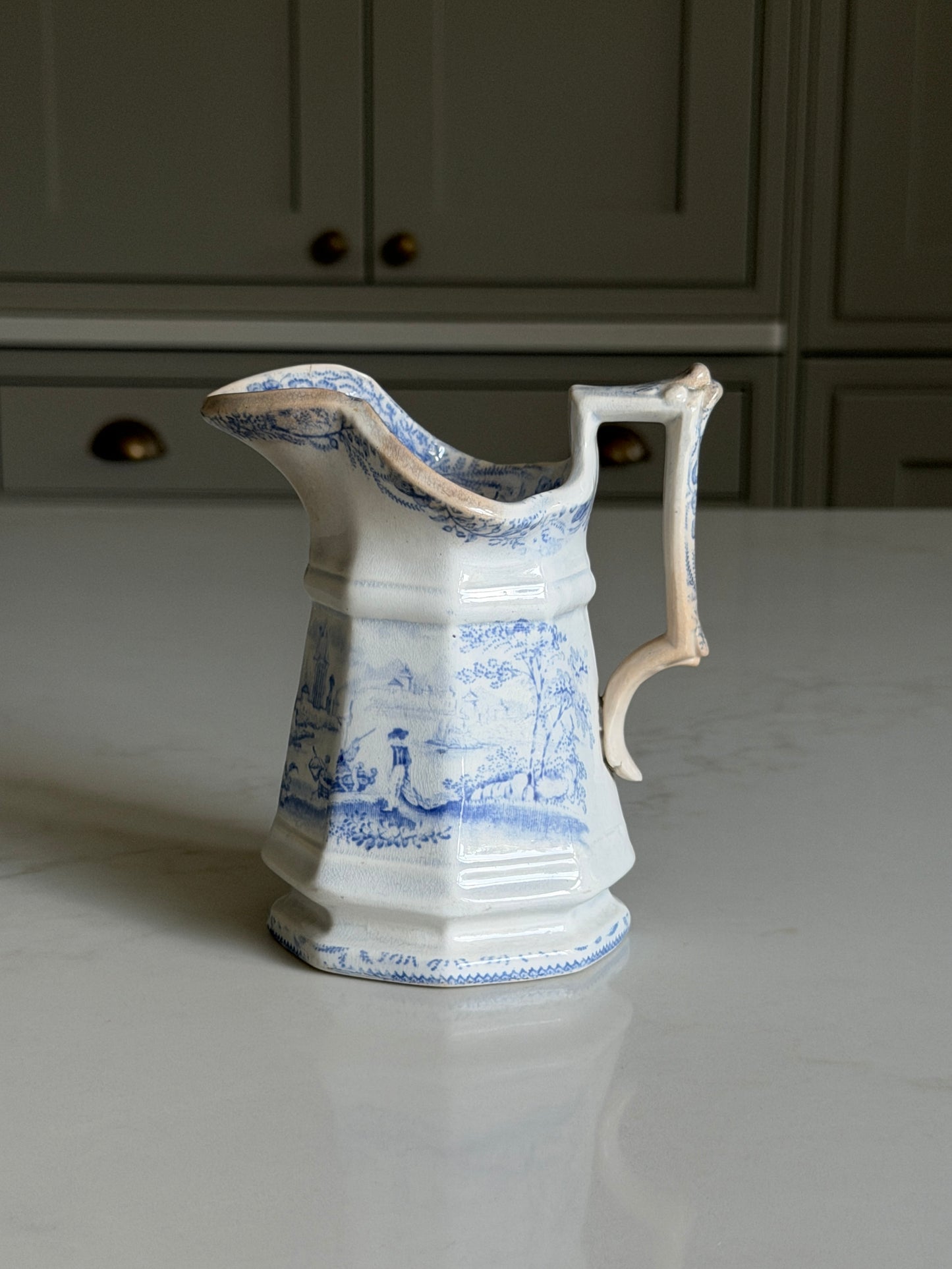 Victorian Blue & White Jug
