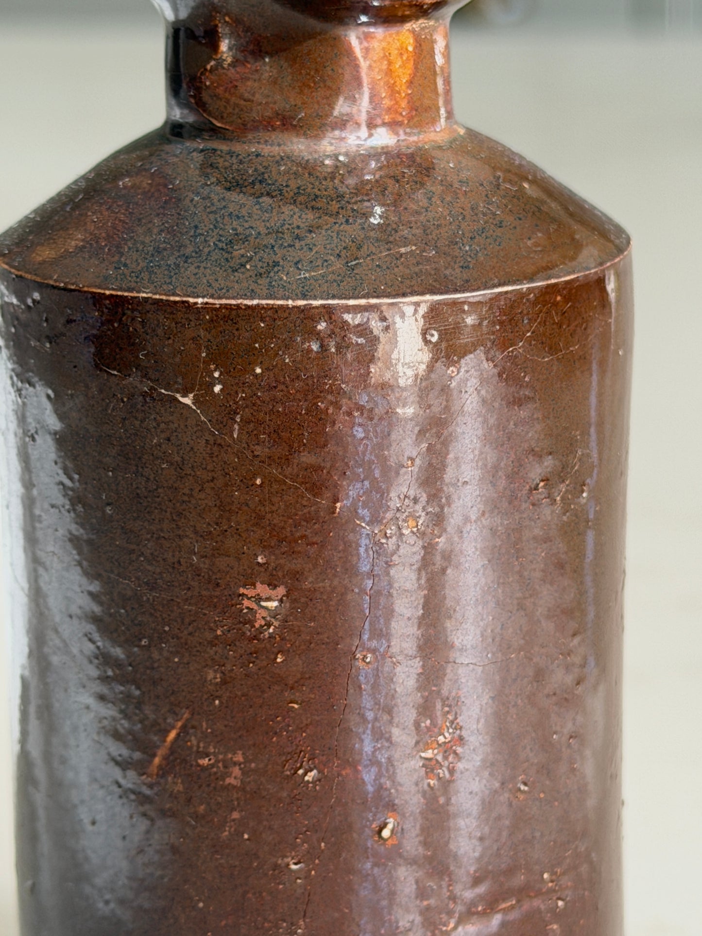Dark Brown Stoneware Inkpot