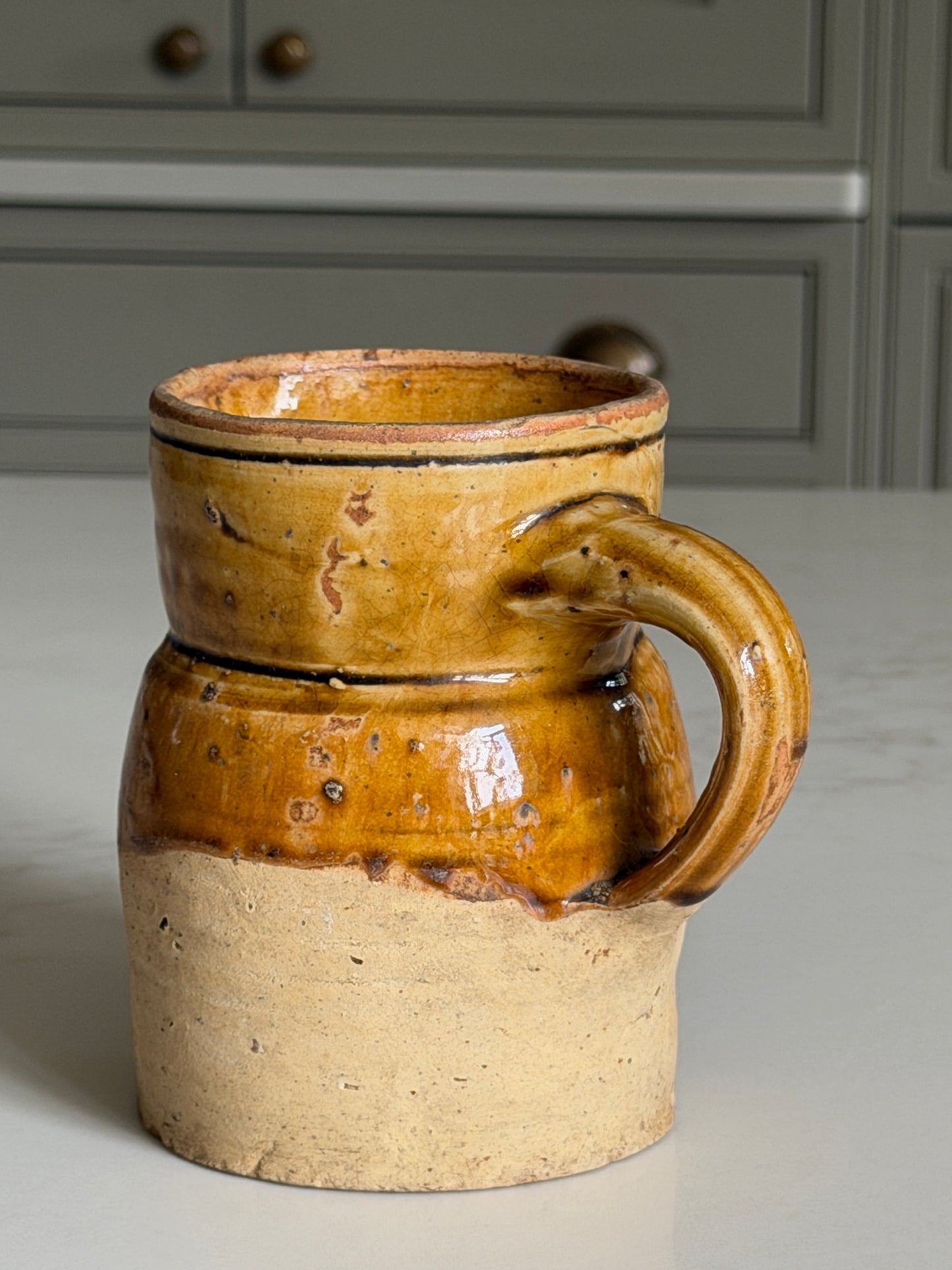 Small Amber Wide Neck French Jug