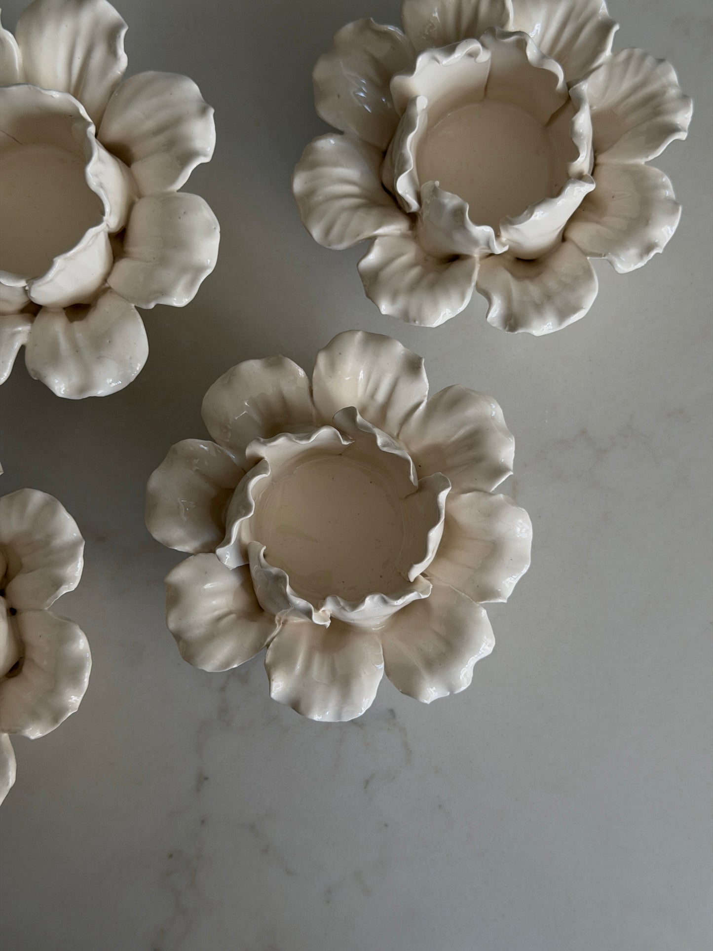 Studio Pottery Floral Tealight Holders