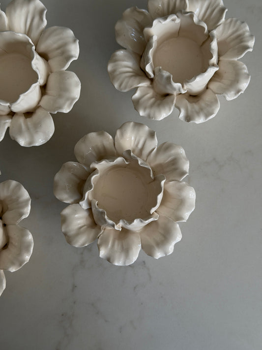 Studio Pottery Floral Tealight Holders