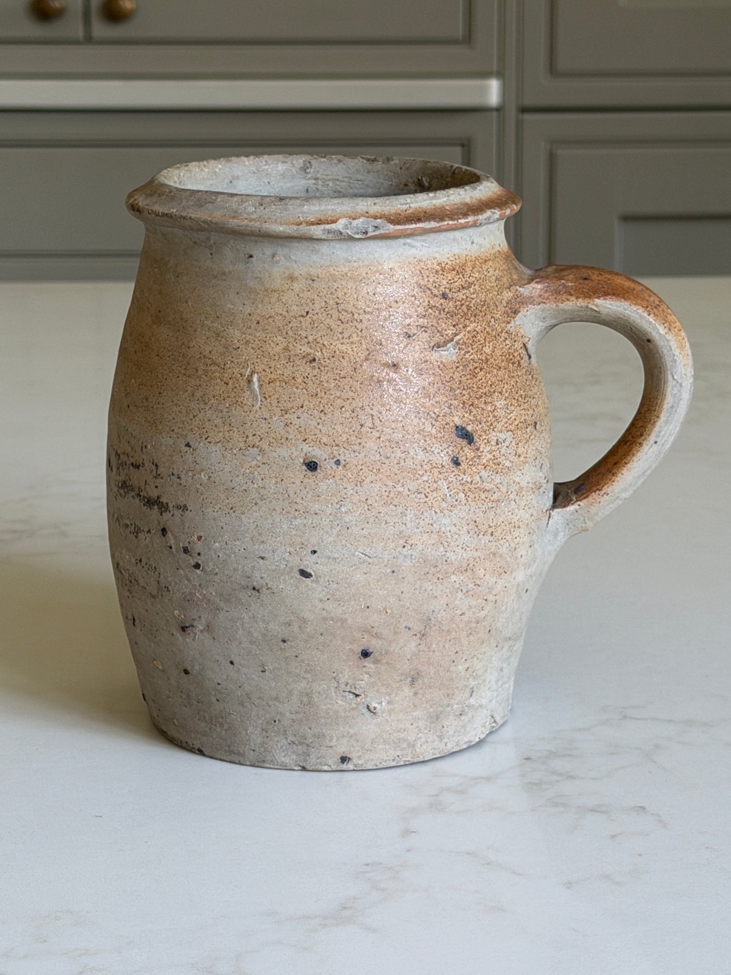 Small Matte Brown-Grey Wide Neck French jug