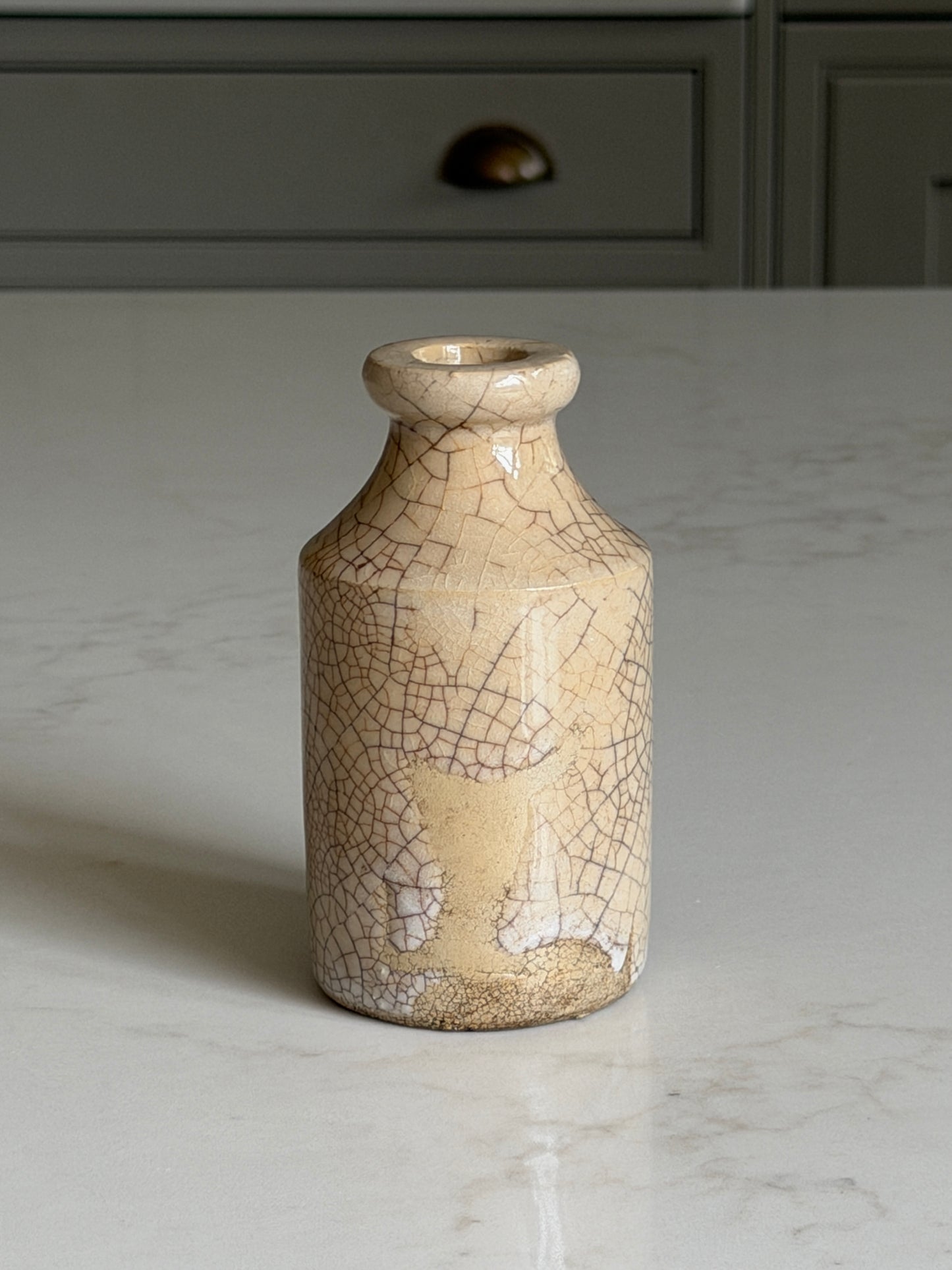 Crackled Beige Inkpot