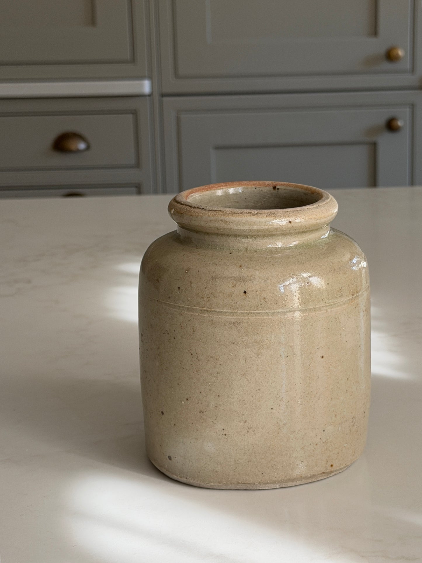 Medium Mustard Pot - Greeny-Grey