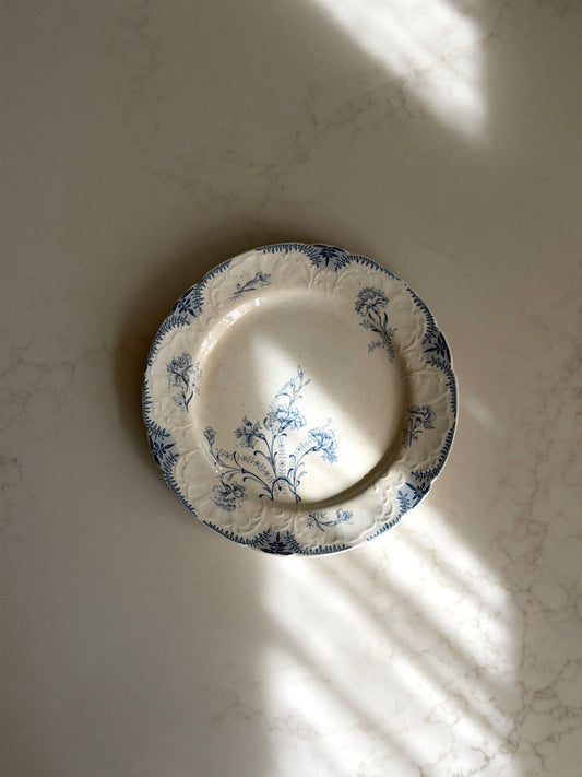 French Blue & White Floral Plate