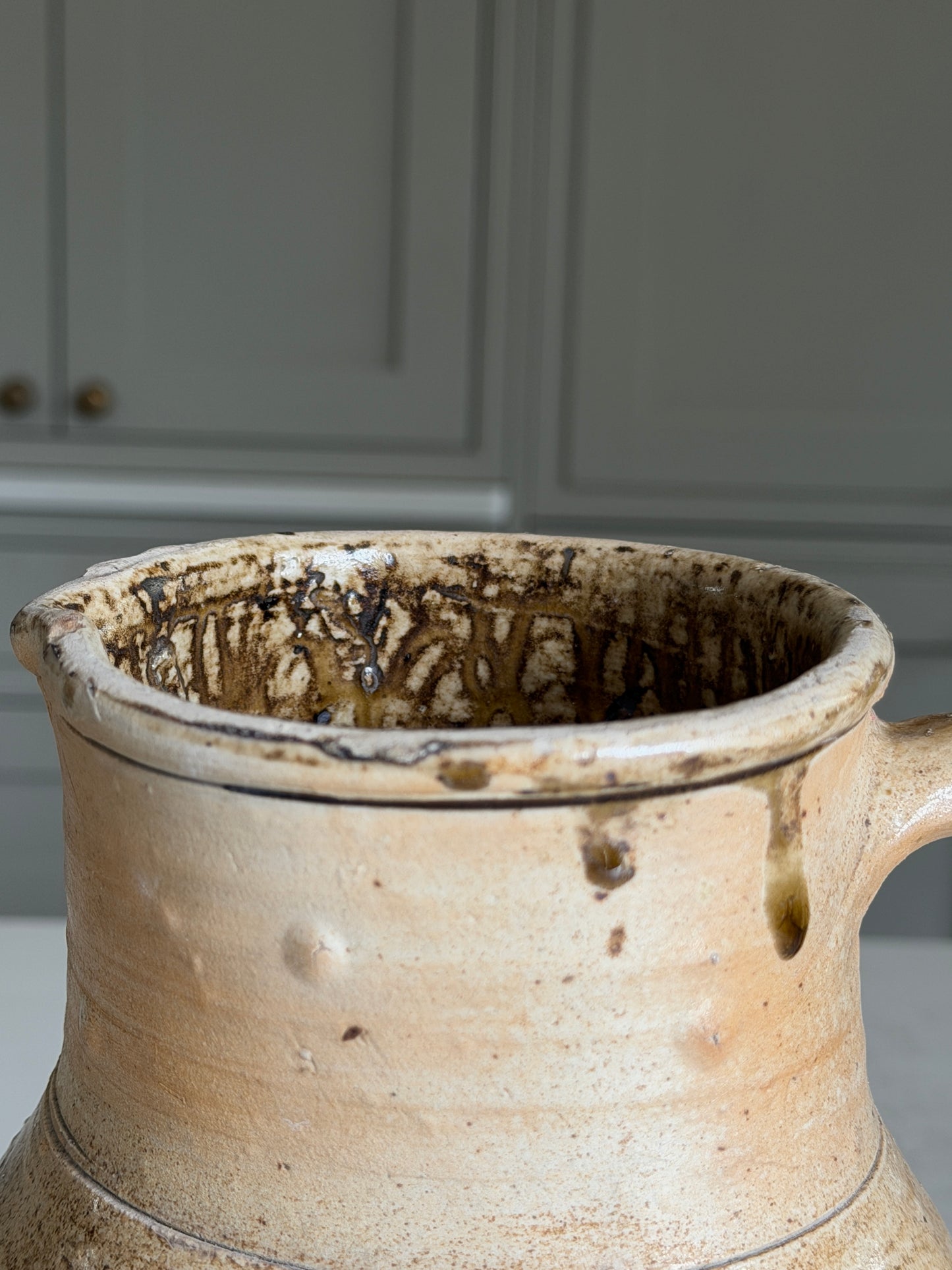 Wide Neck French Jug - Olive
