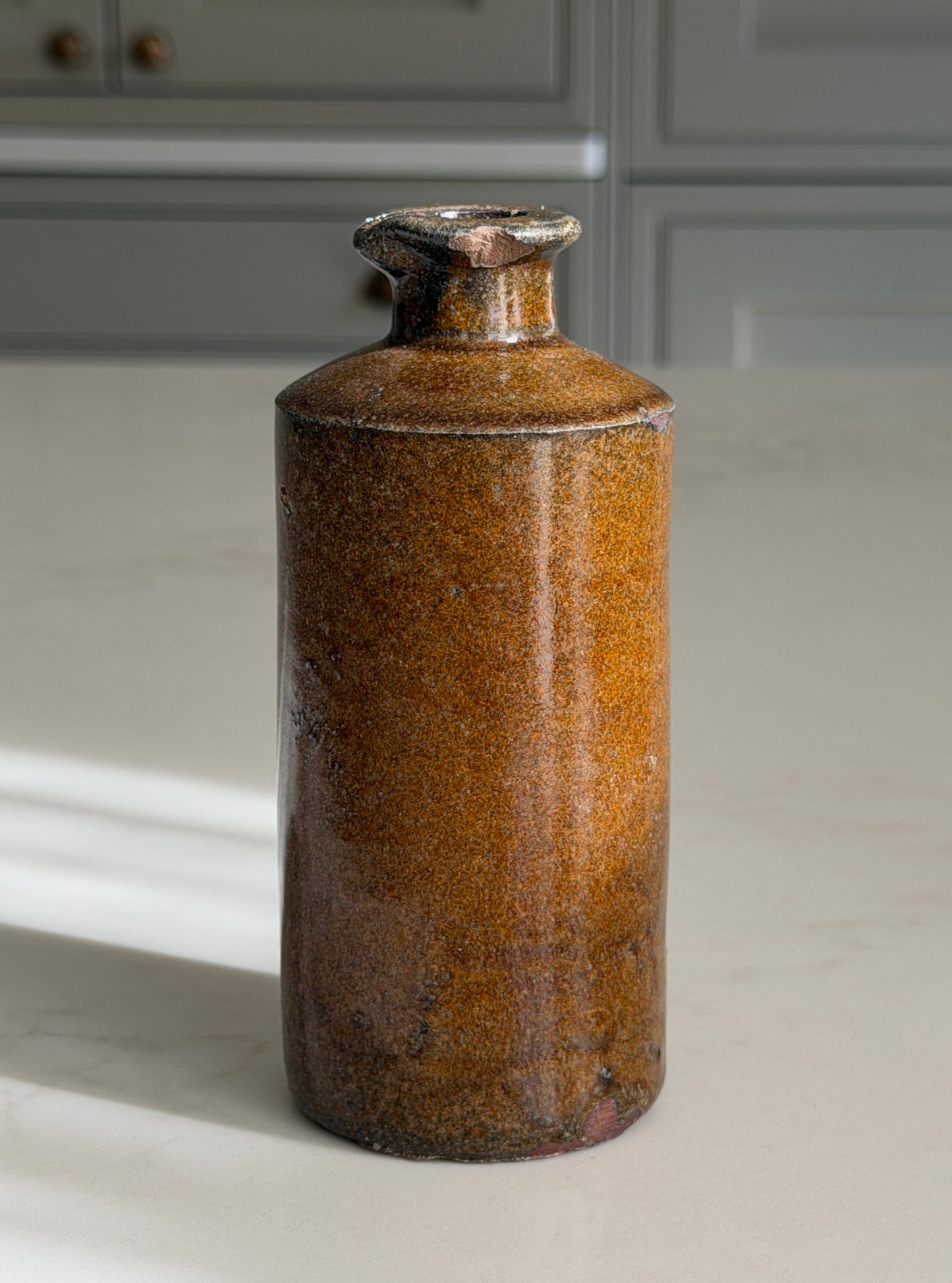 Olive-Brown Stoneware Inkpot
