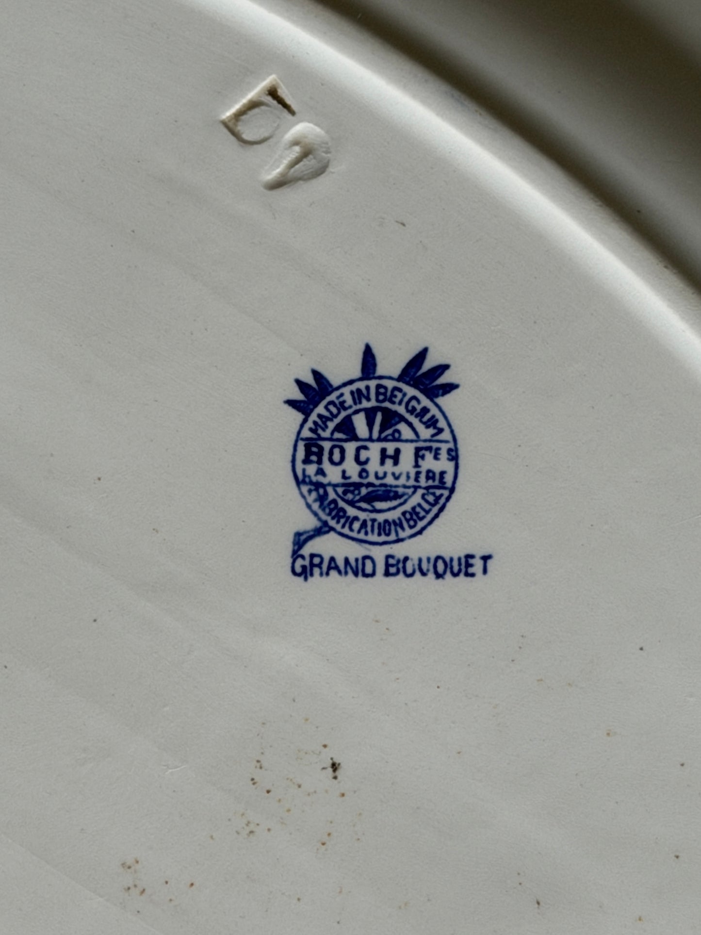 Oval Blue and White Floral Platter