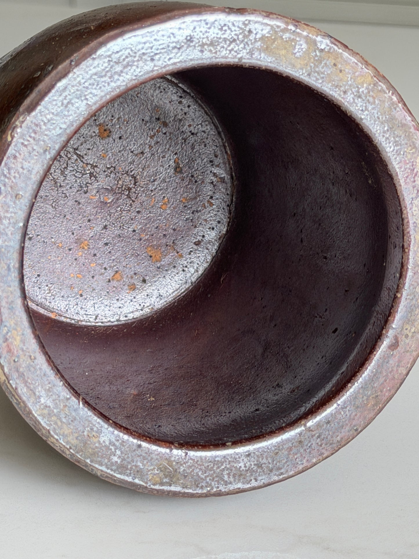 Dark Brown Stoneware Pot