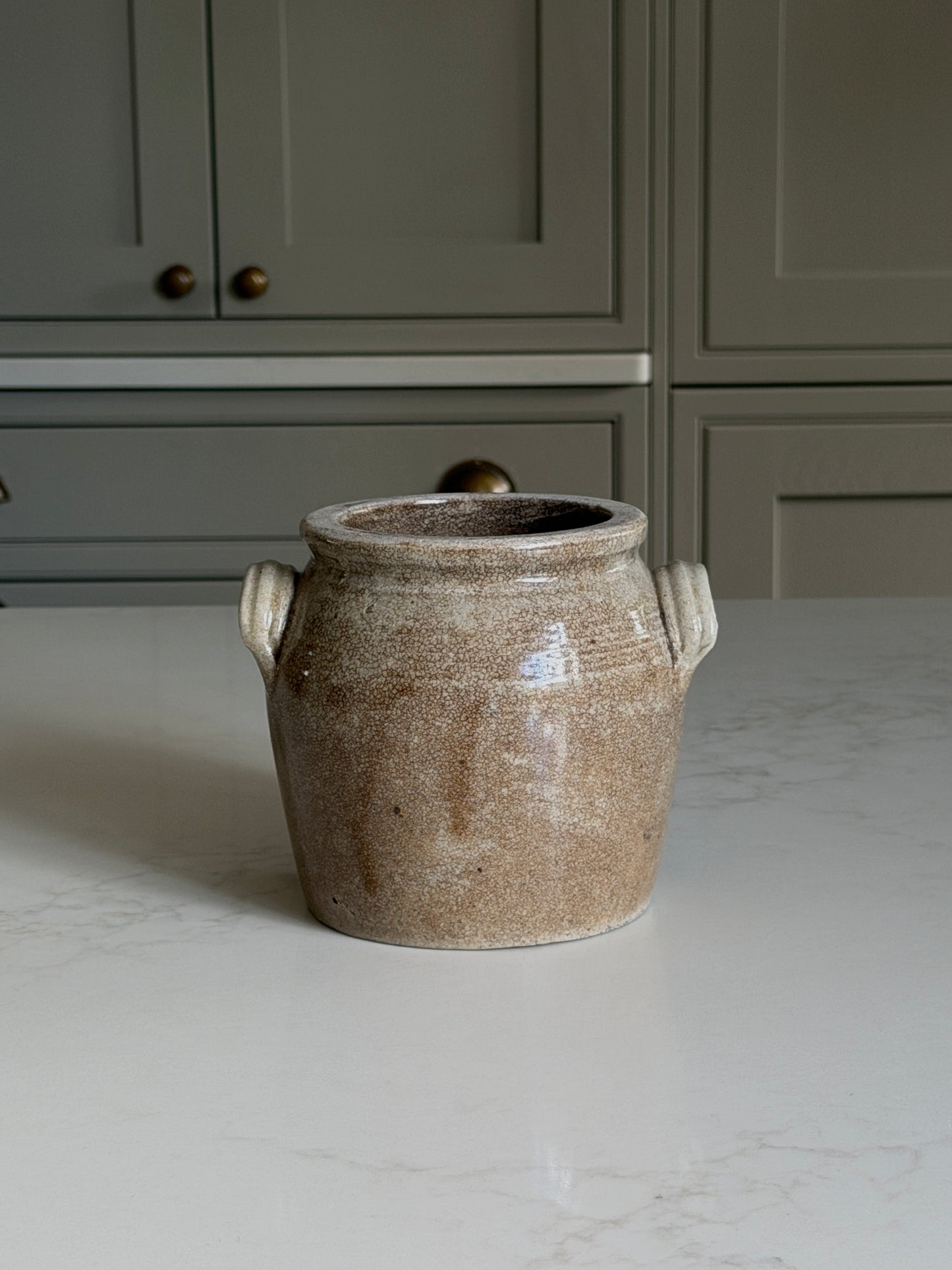 Brown Mottled Confit Pot