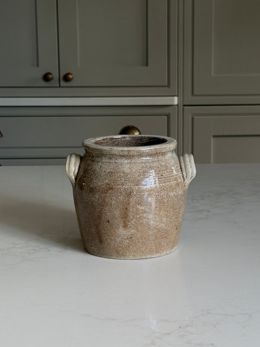 Brown Mottled Confit Pot