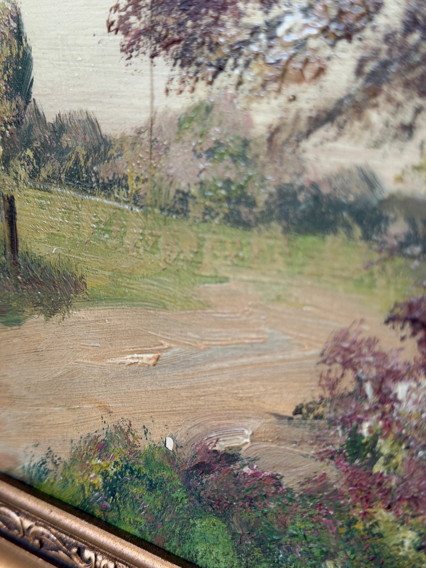 Signed Woodland Oil Painting in an Ornate Gilt Frame