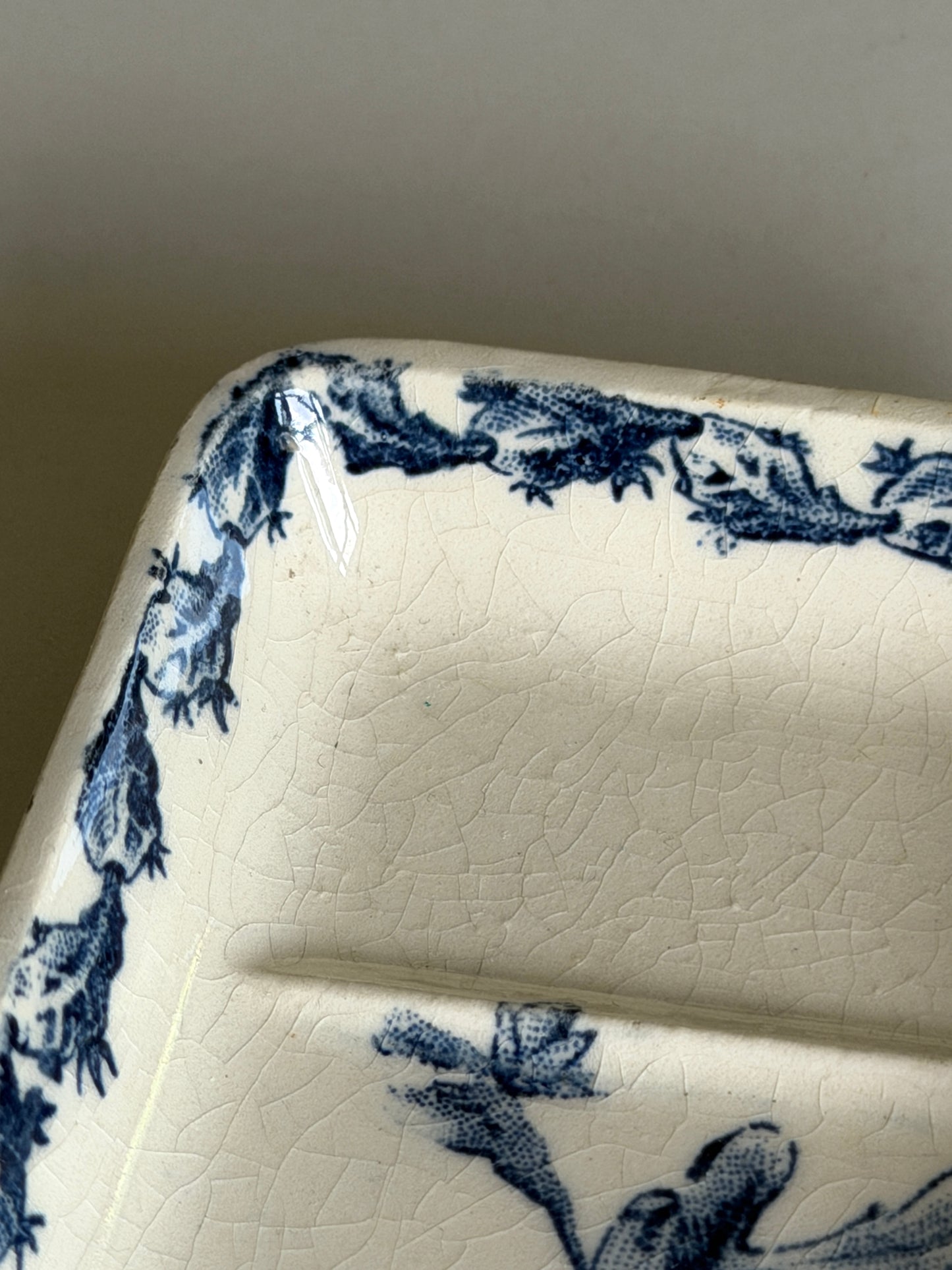 French Floral Blue & White Soap Dish