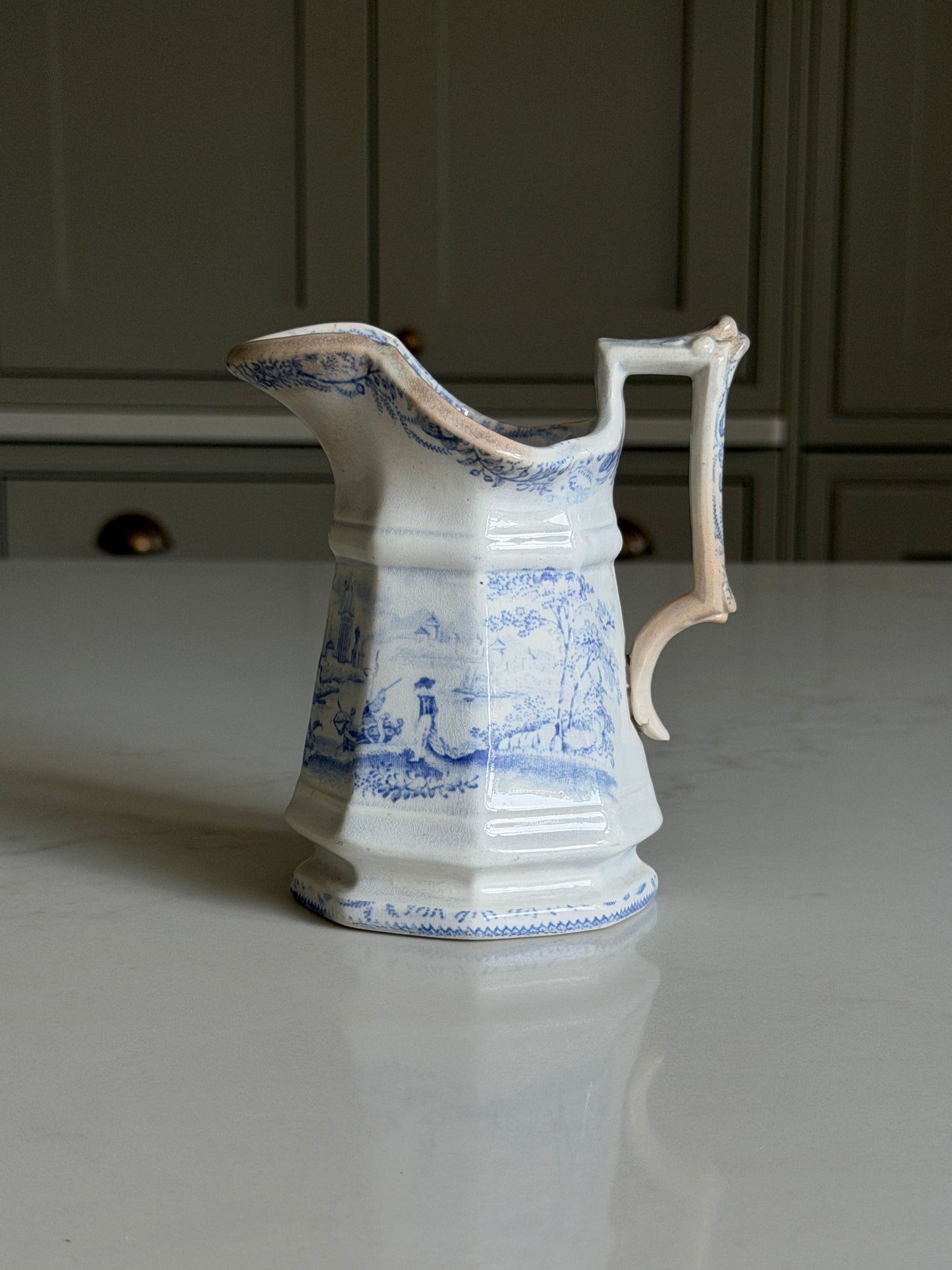 Victorian Blue & White Jug
