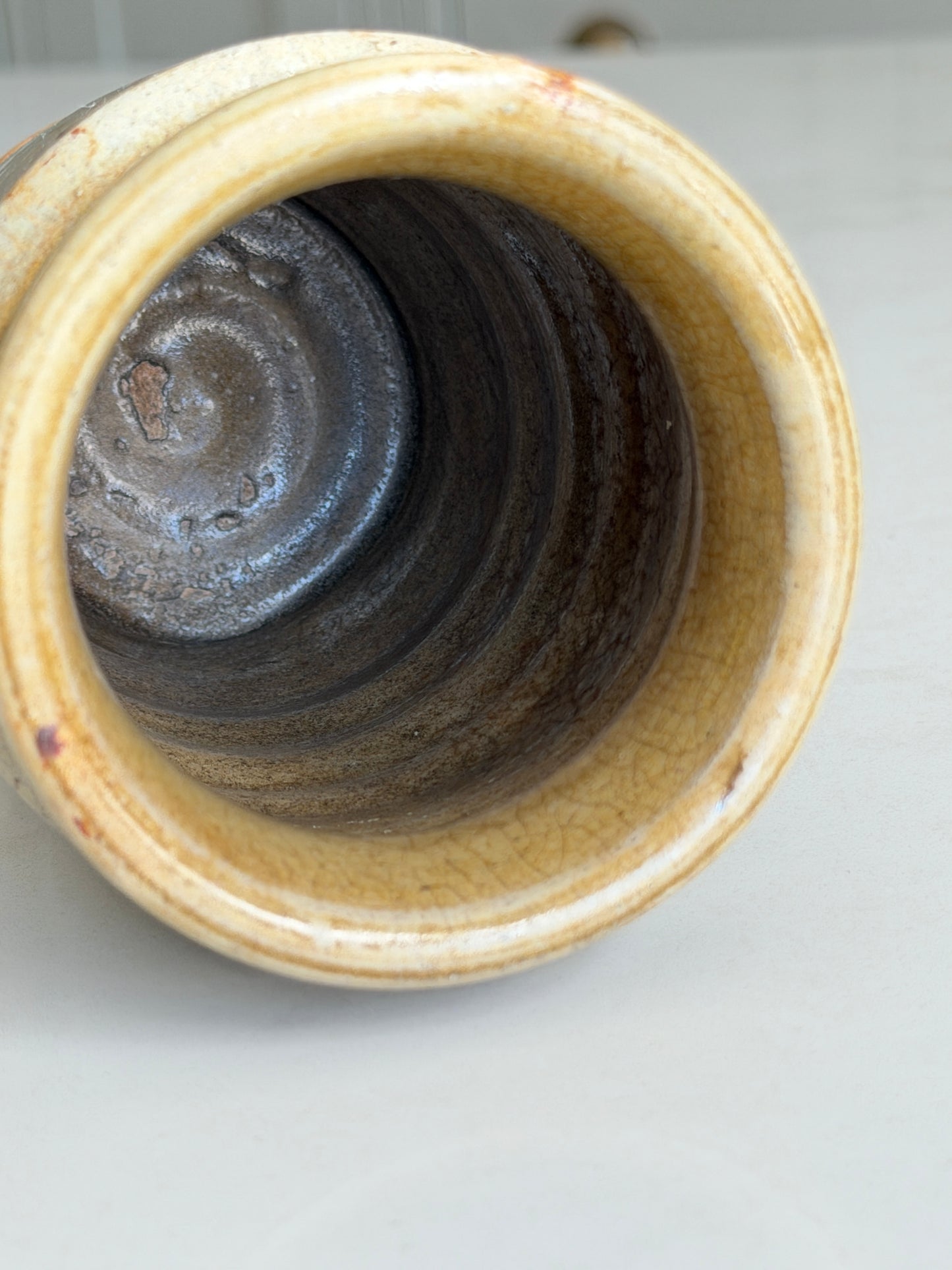 Olive Crackle Glaze Victorian Pot