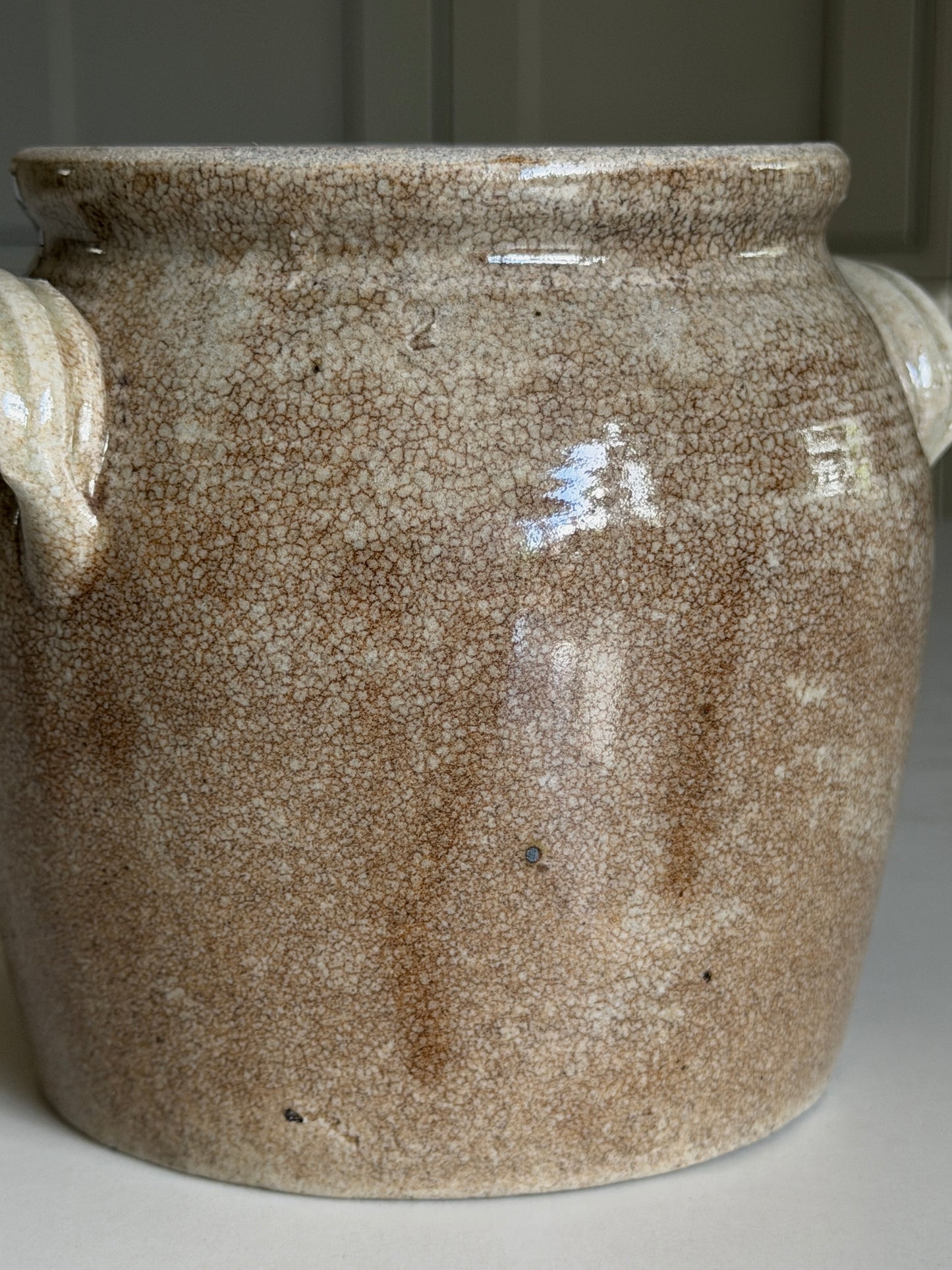 Brown Mottled Confit Pot