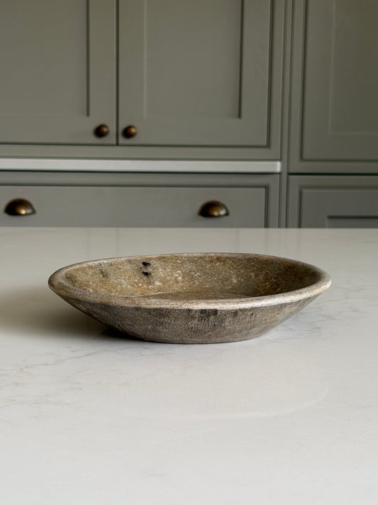 Aged Marble Plate - Grey-Brown