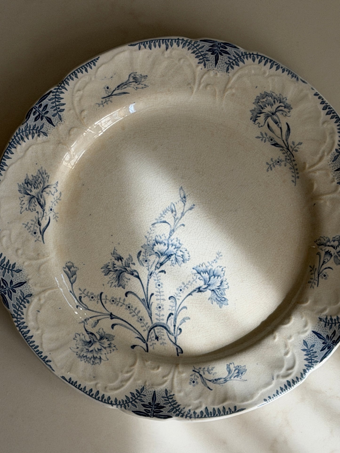 French Blue & White Floral Plate