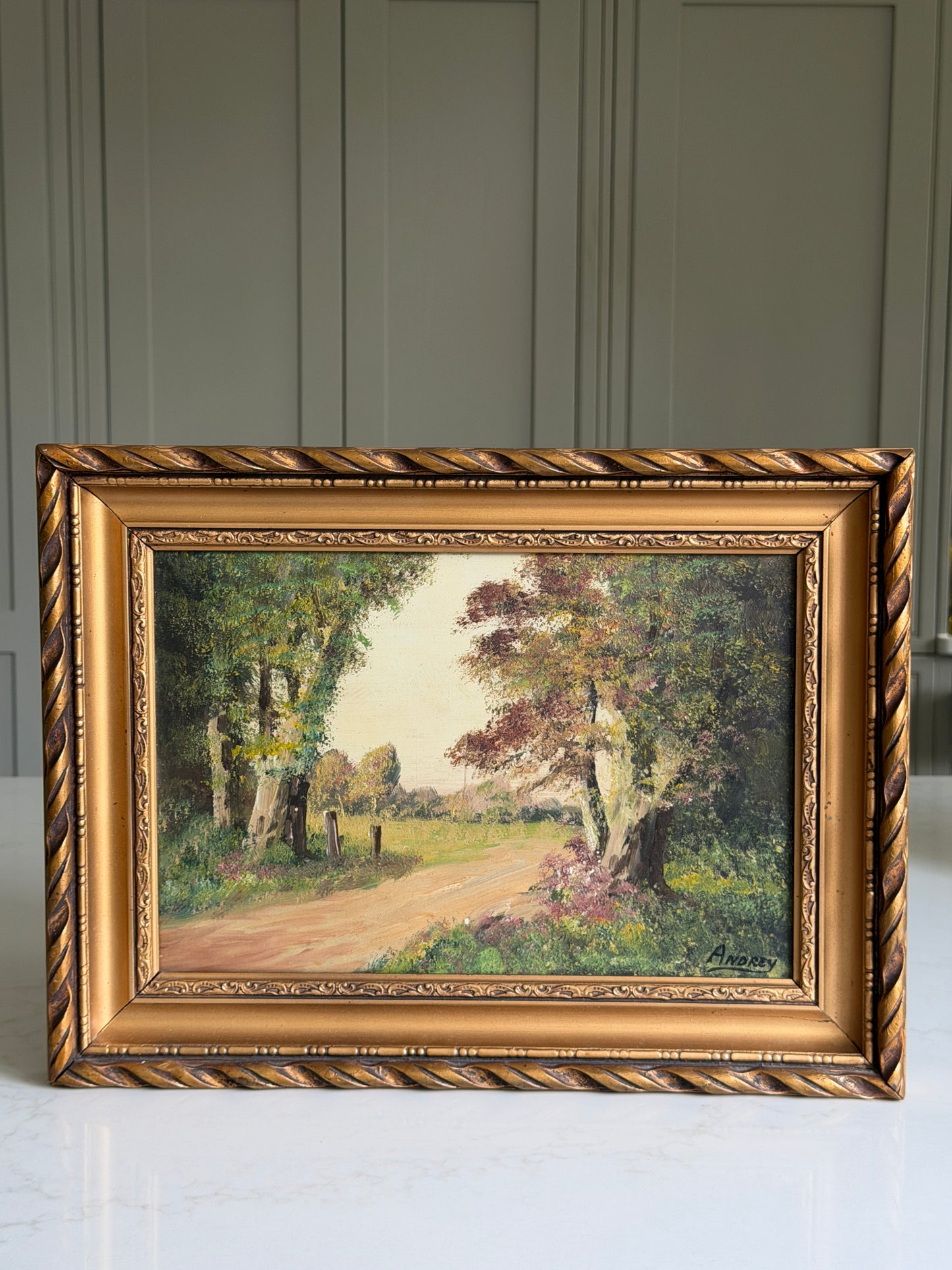 Signed Woodland Oil Painting in an Ornate Gilt Frame