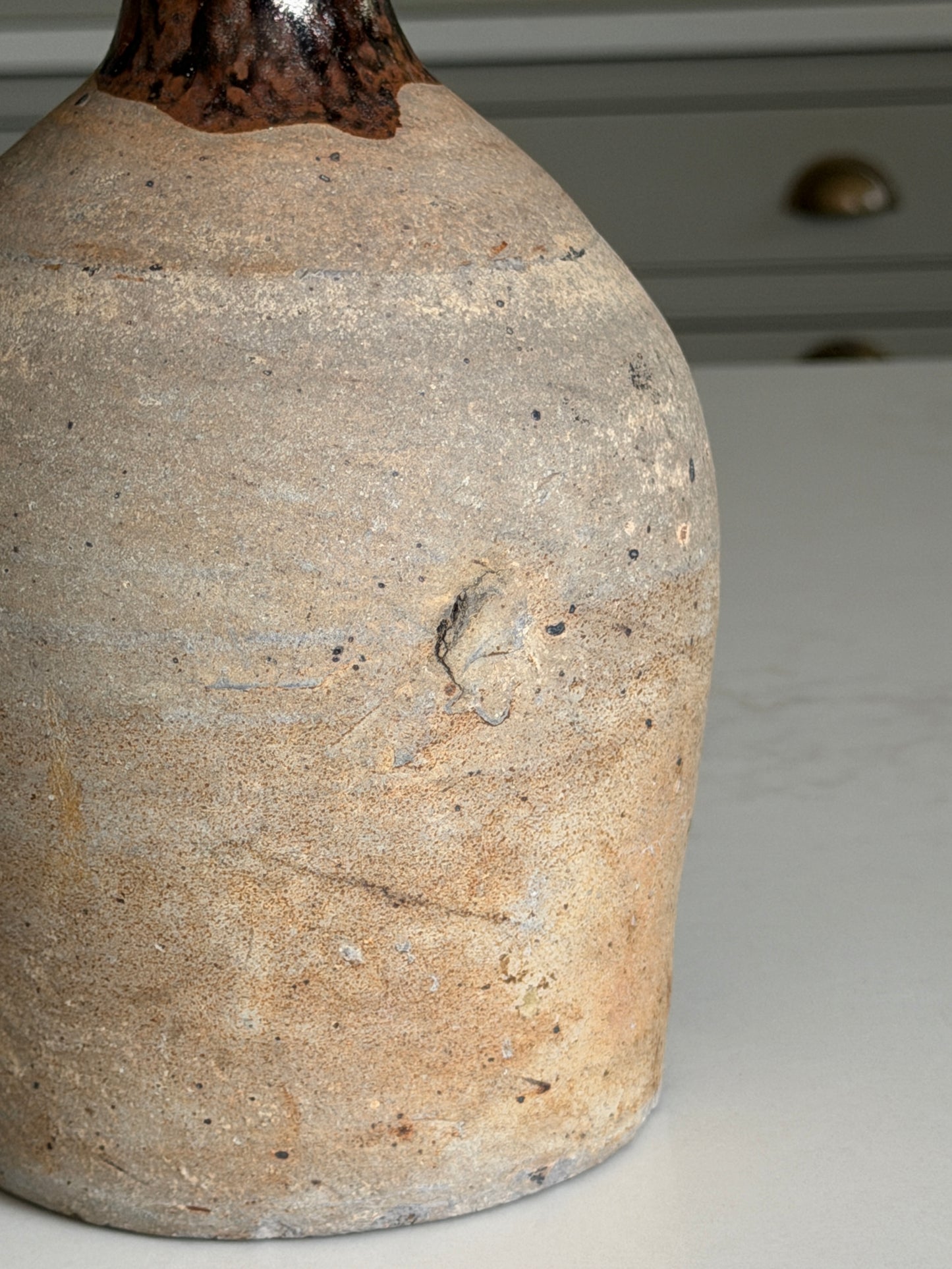 Antique Bottle - Mottled Chocolate Brown & Black