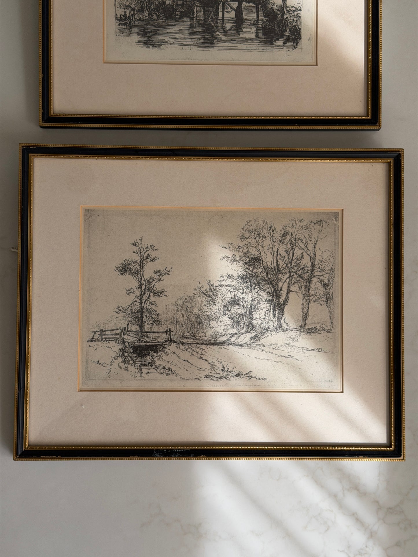Pair of Framed Landscape Etchings