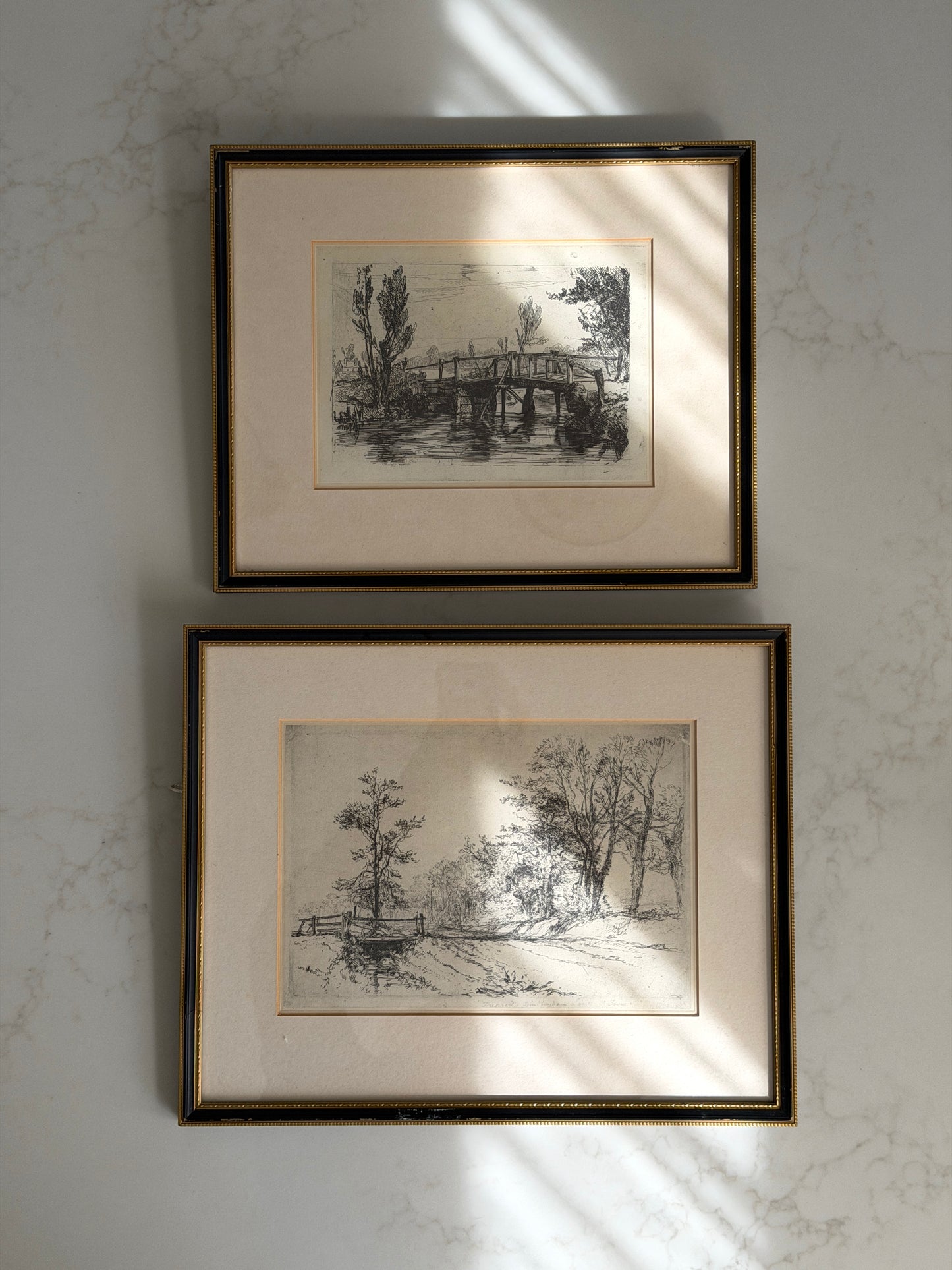 Pair of Framed Landscape Etchings
