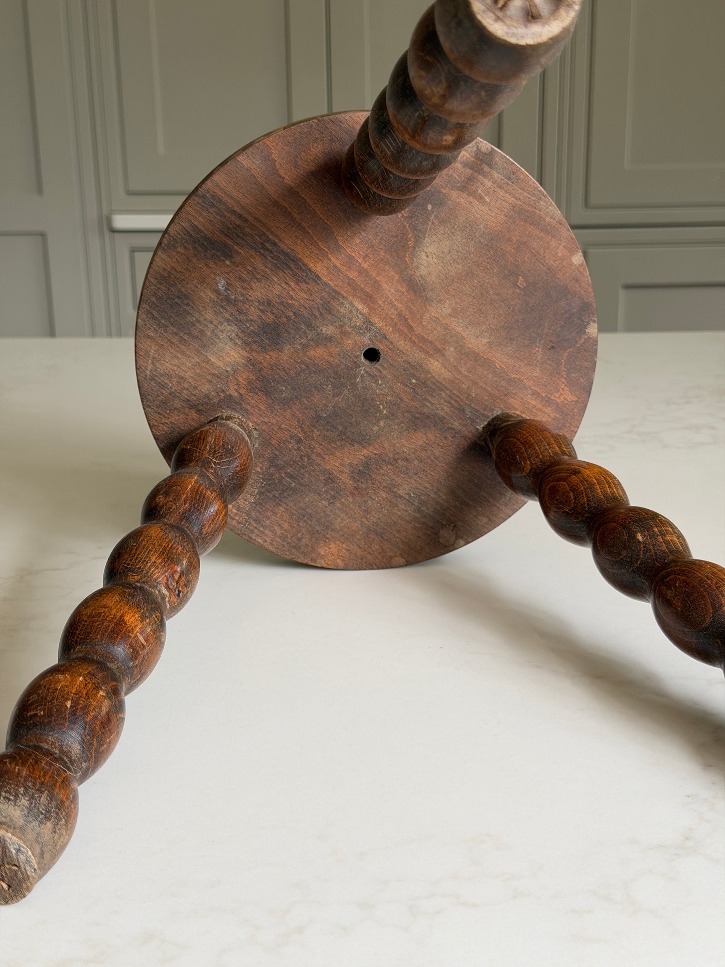 Small Round French Bobbin Milking Stool