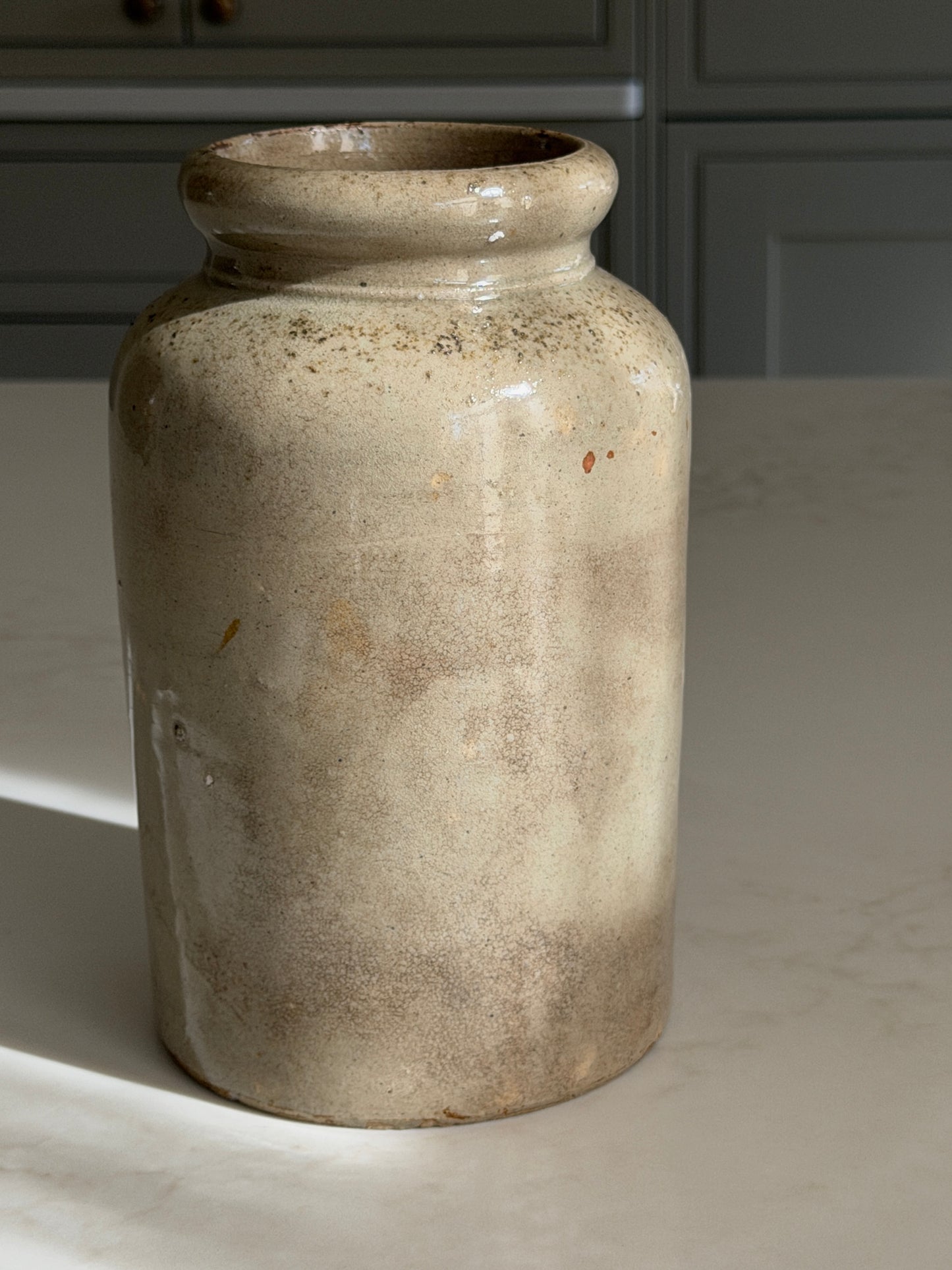 Green Grey French Stoneware pot