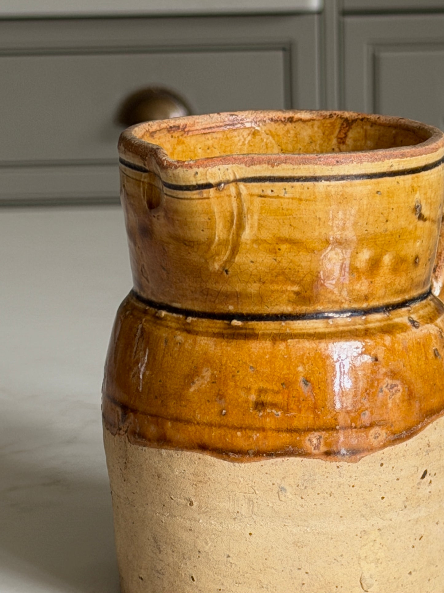 Small Amber Wide Neck French Jug