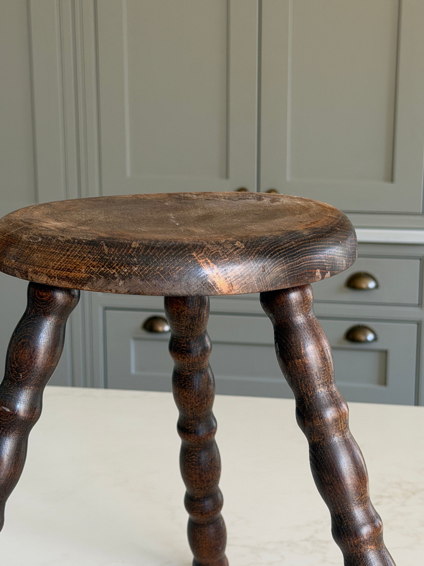 Small Round French Bobbin Milking Stool