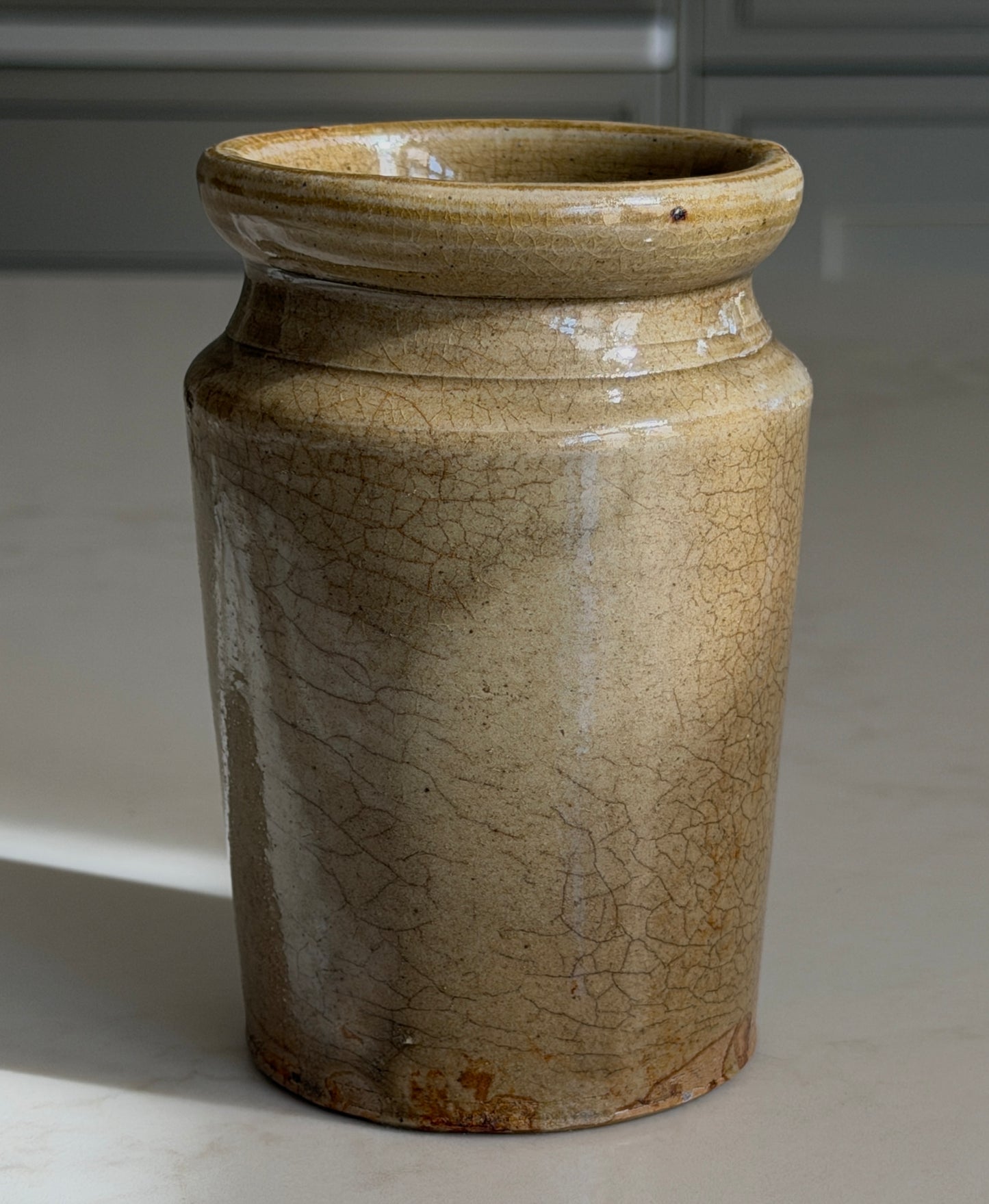 Olive Crackle Glaze Victorian Pot