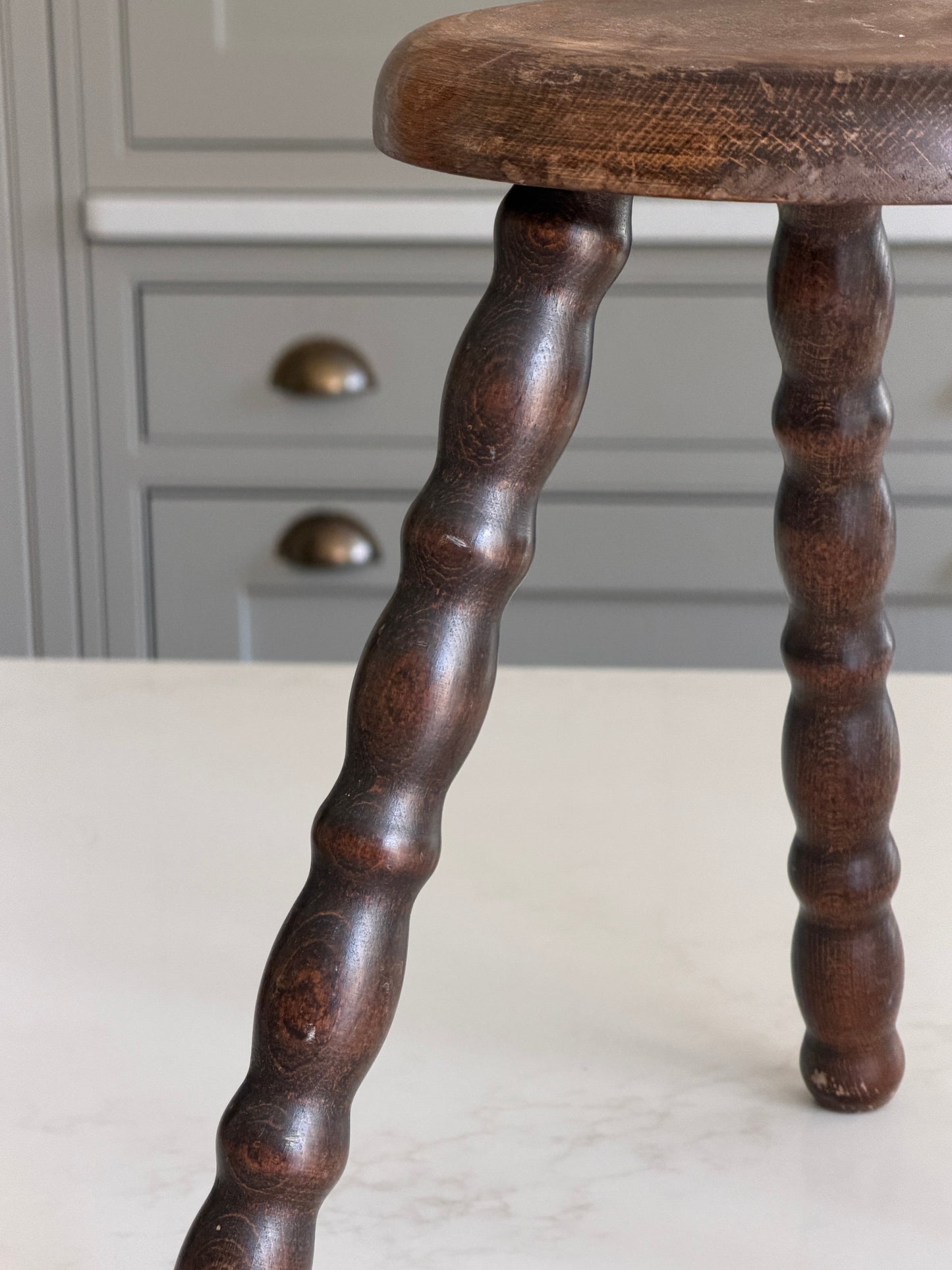 Small Round French Bobbin Milking Stool