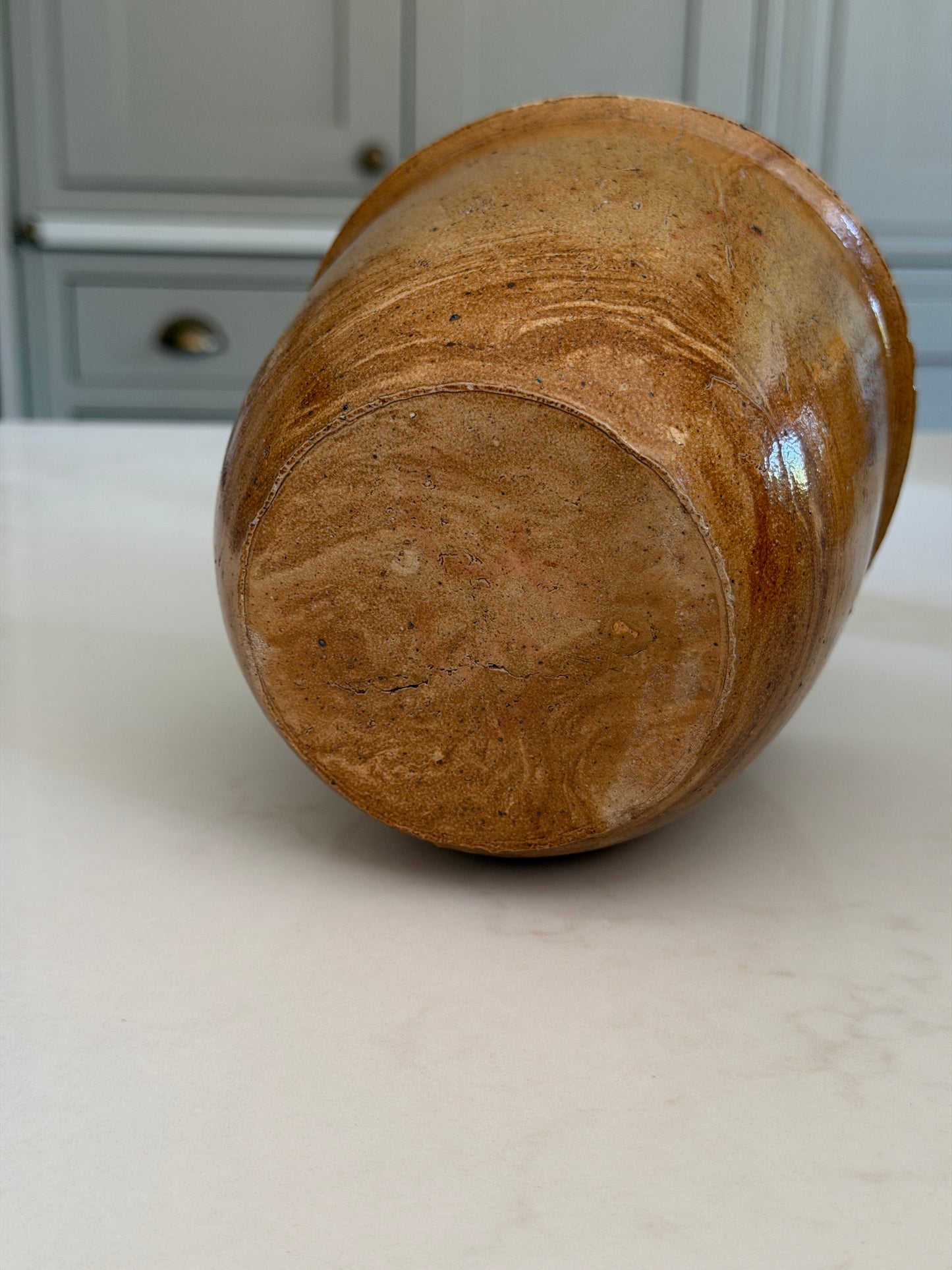 Brown Marbled Stoneware Planter