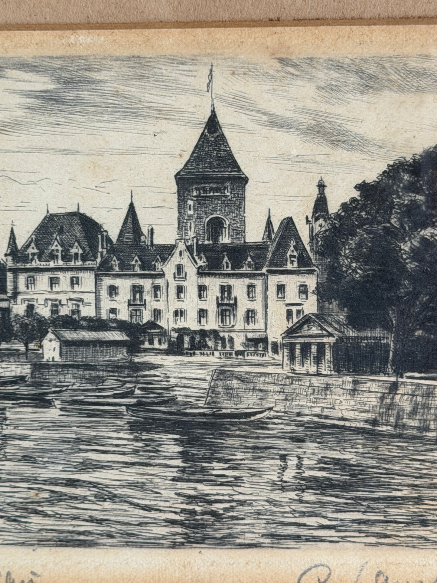 Framed Etching - Le Port et le Château