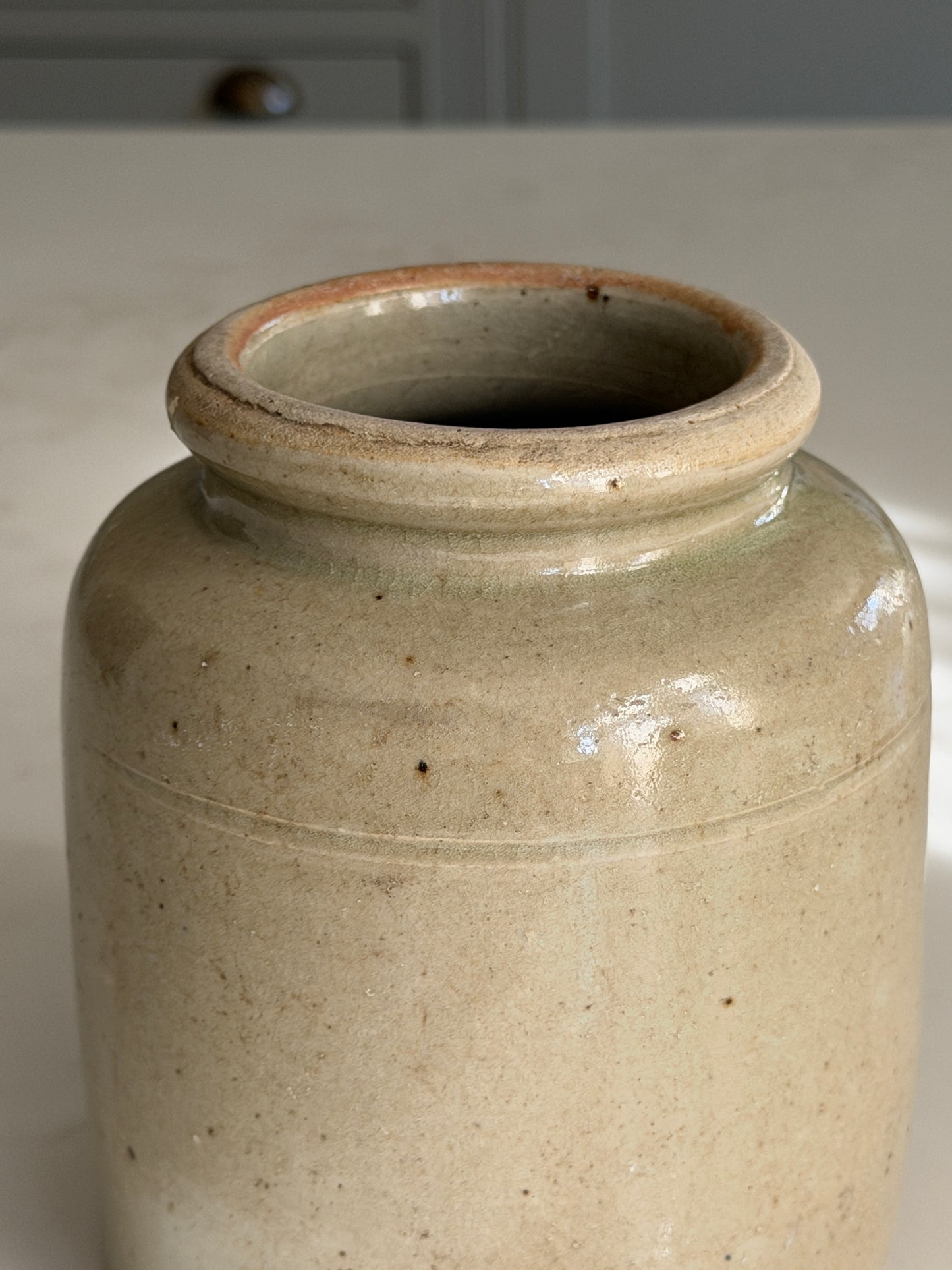 Medium Mustard Pot - Greeny-Grey