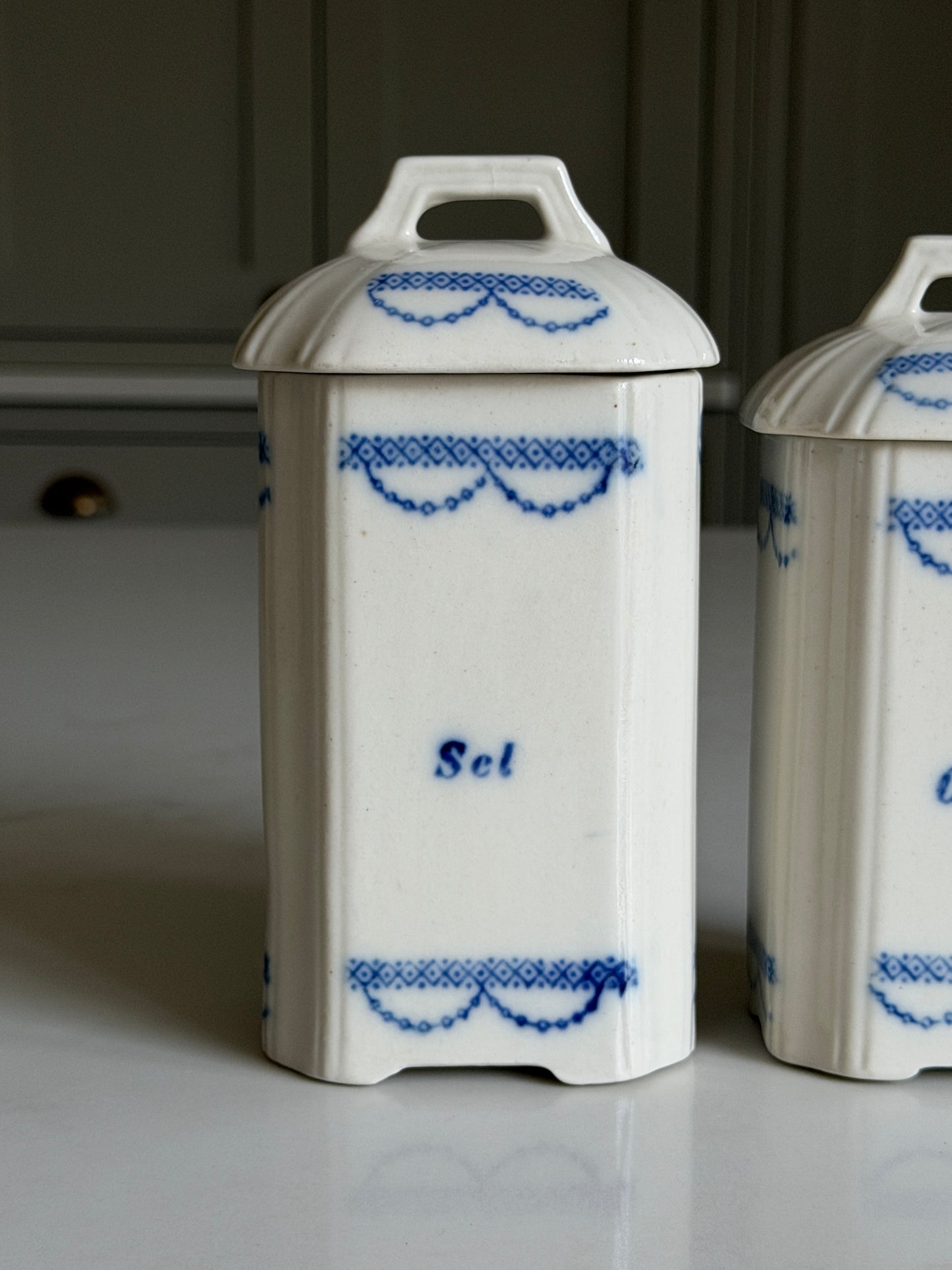 Blue and White Salt & Coffee Canisters