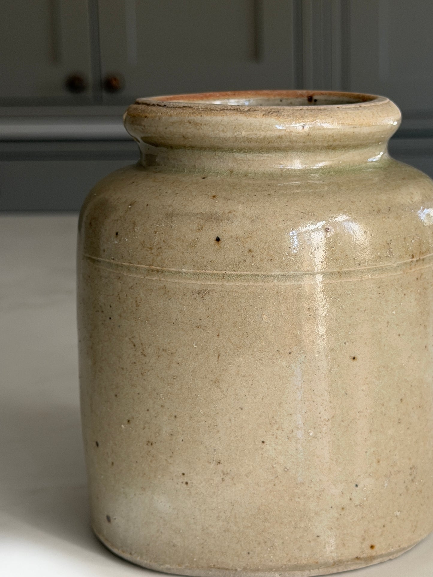 Medium Mustard Pot - Greeny-Grey