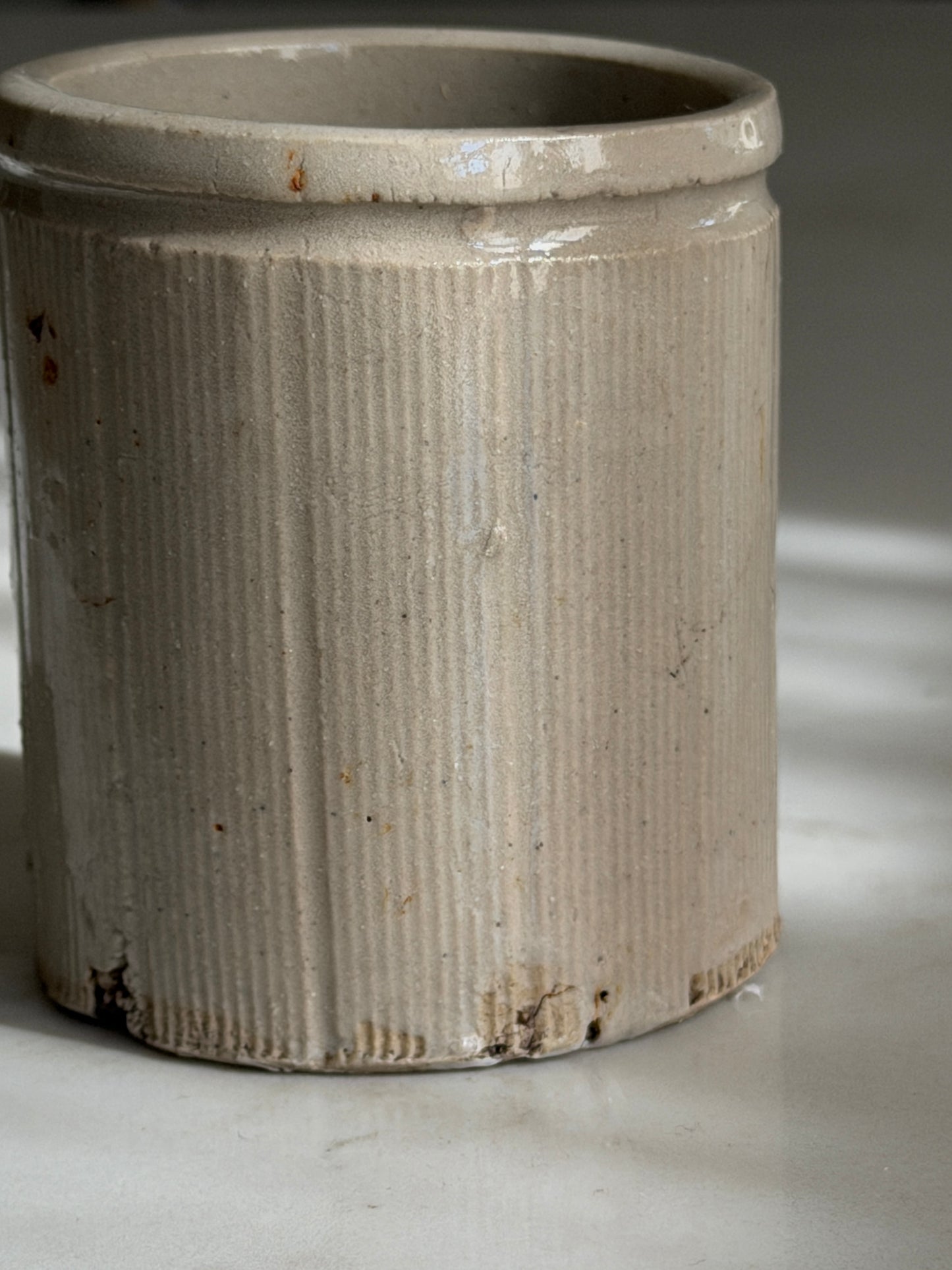 Grey Ribbed Marmalade Stoneware Pot