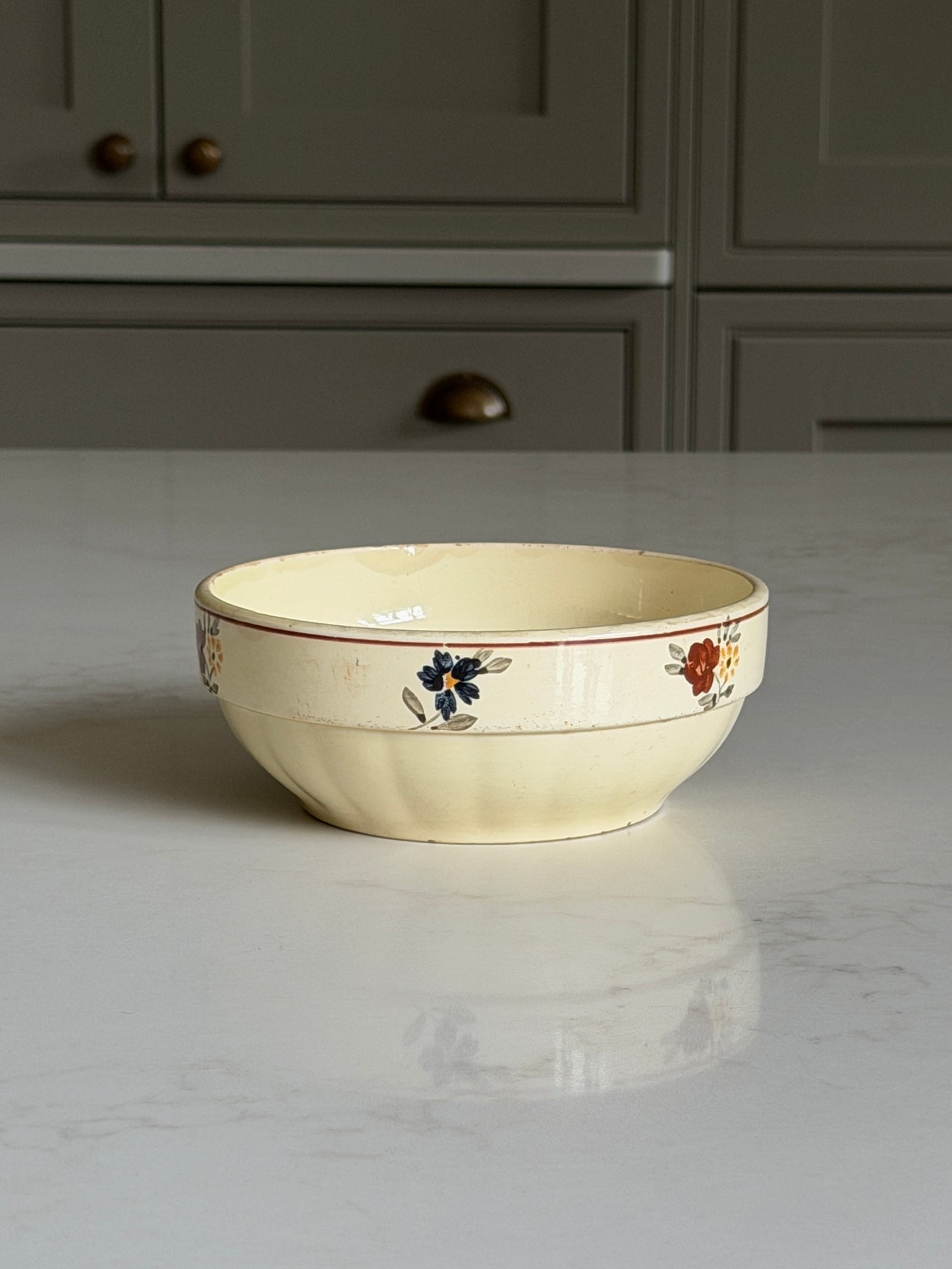 Cream Floral Painted French Bowl