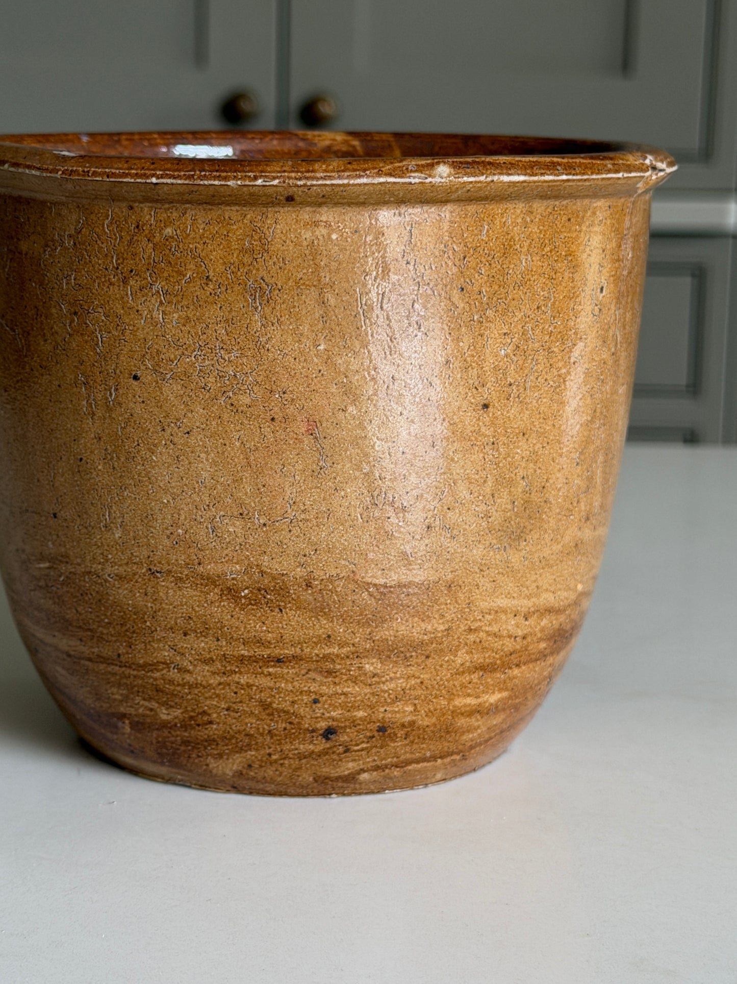 Brown Marbled Stoneware Planter