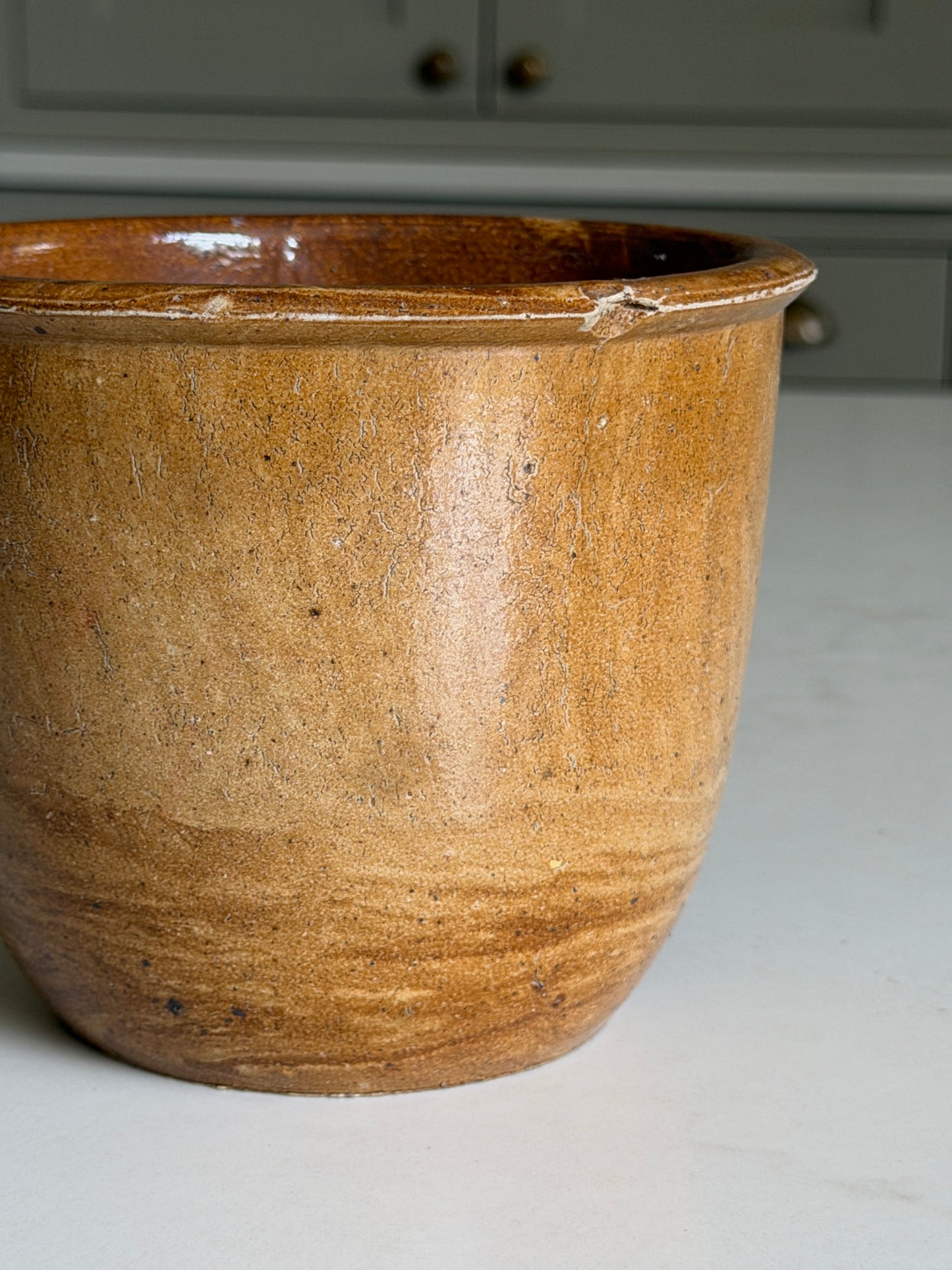 Brown Marbled Stoneware Planter