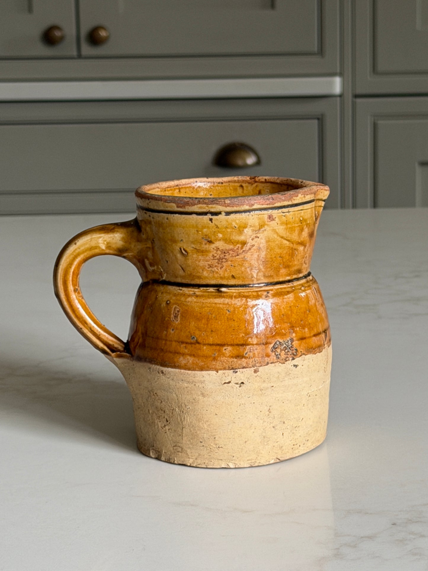 Small Amber Wide Neck French Jug